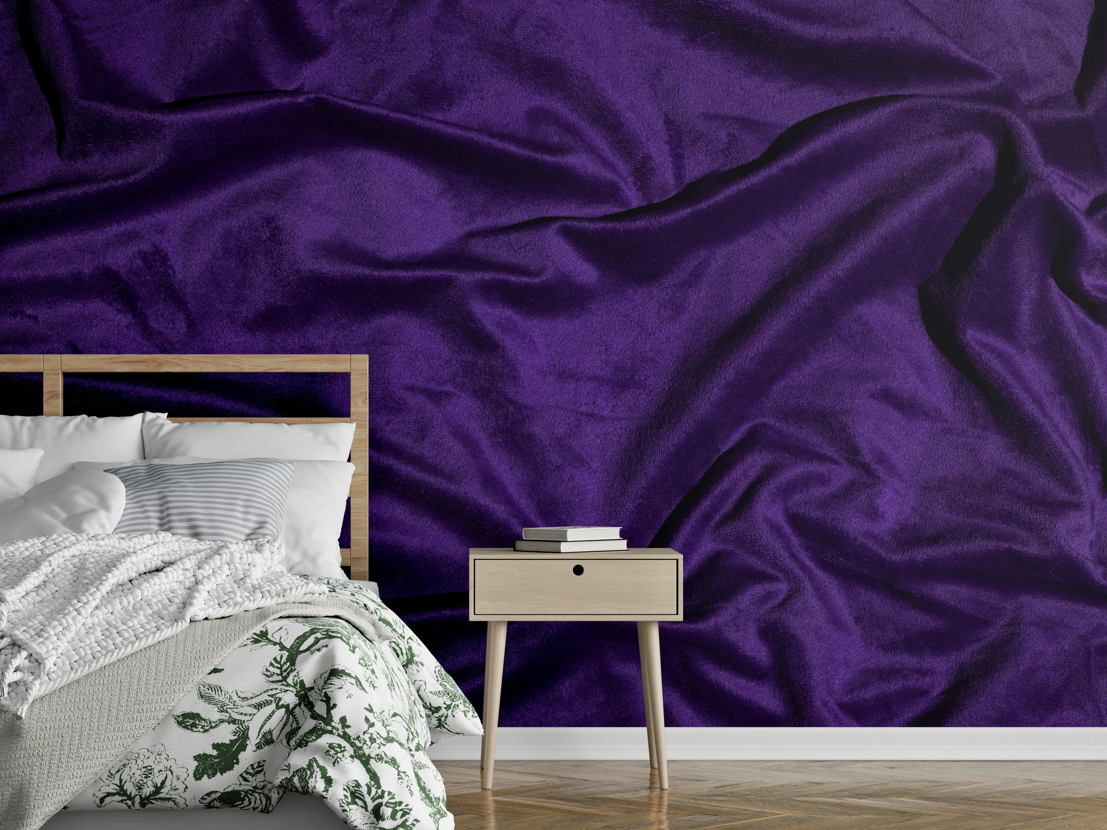 Wandverkleidung Schlafzimmer - Lila Satin Seide