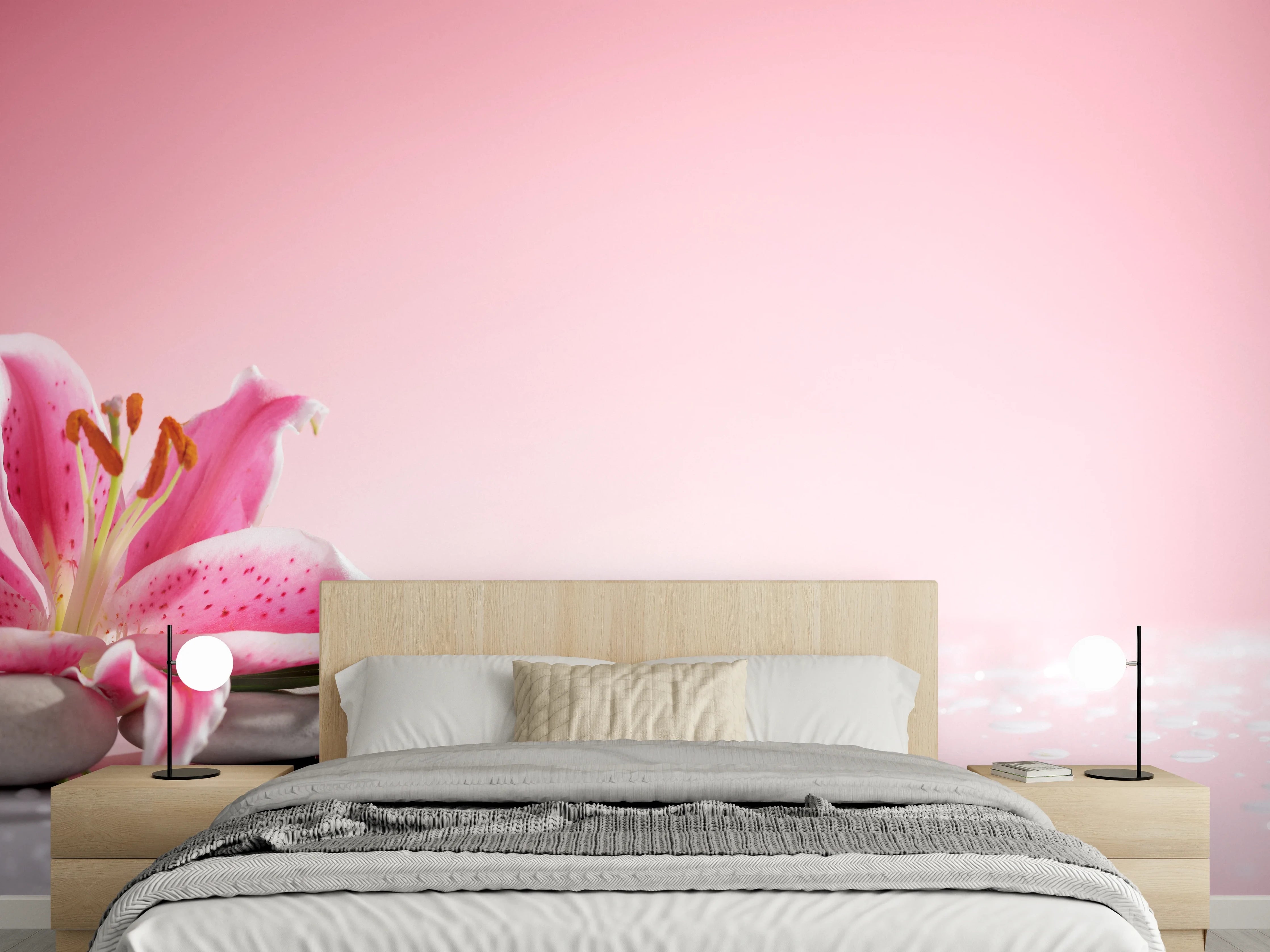 Wandverkleidung Schlafzimmer - Lilie und Massagesteine
