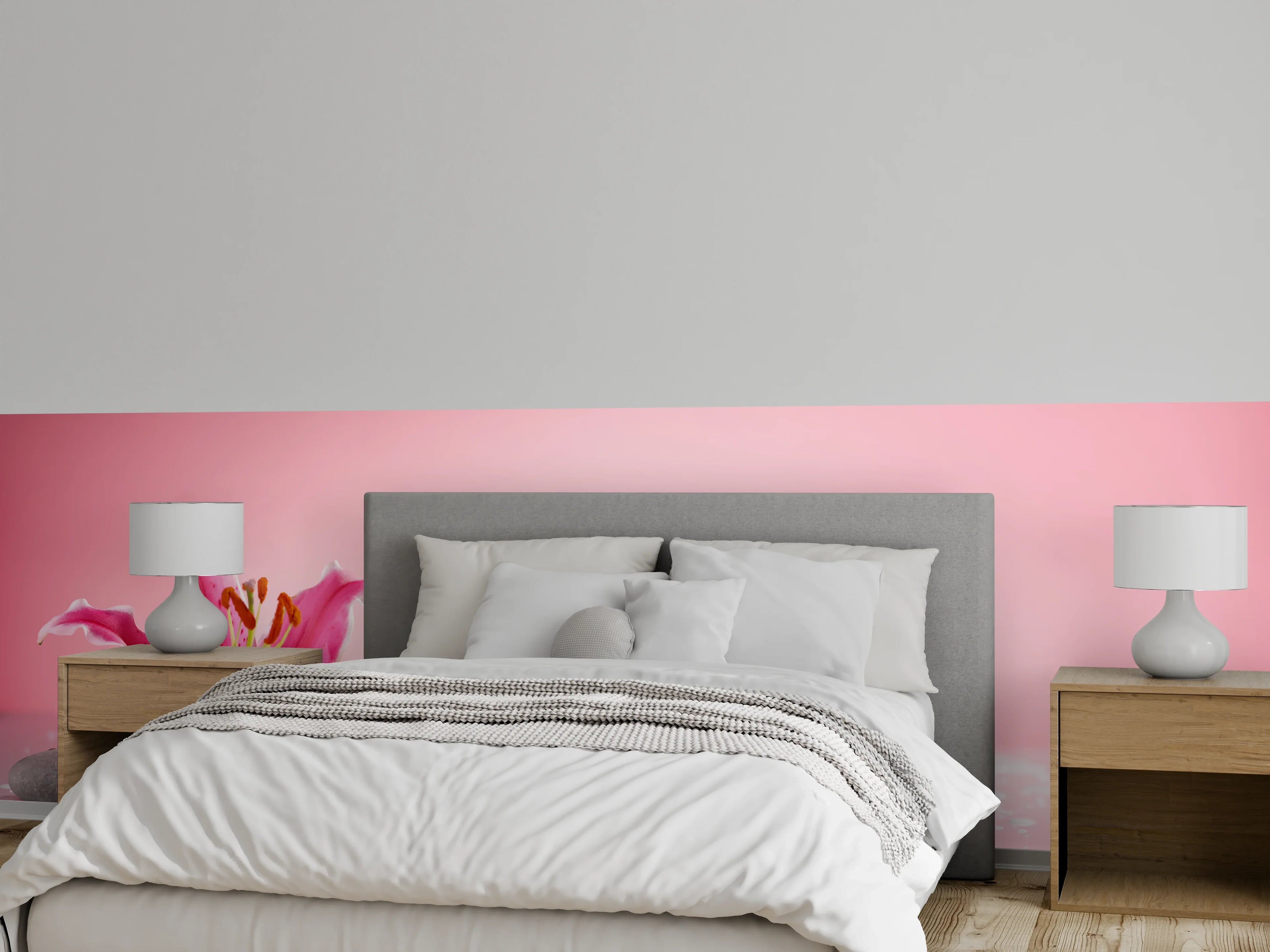 Wandverkleidung Schlafzimmer - Lilie und Massagesteine