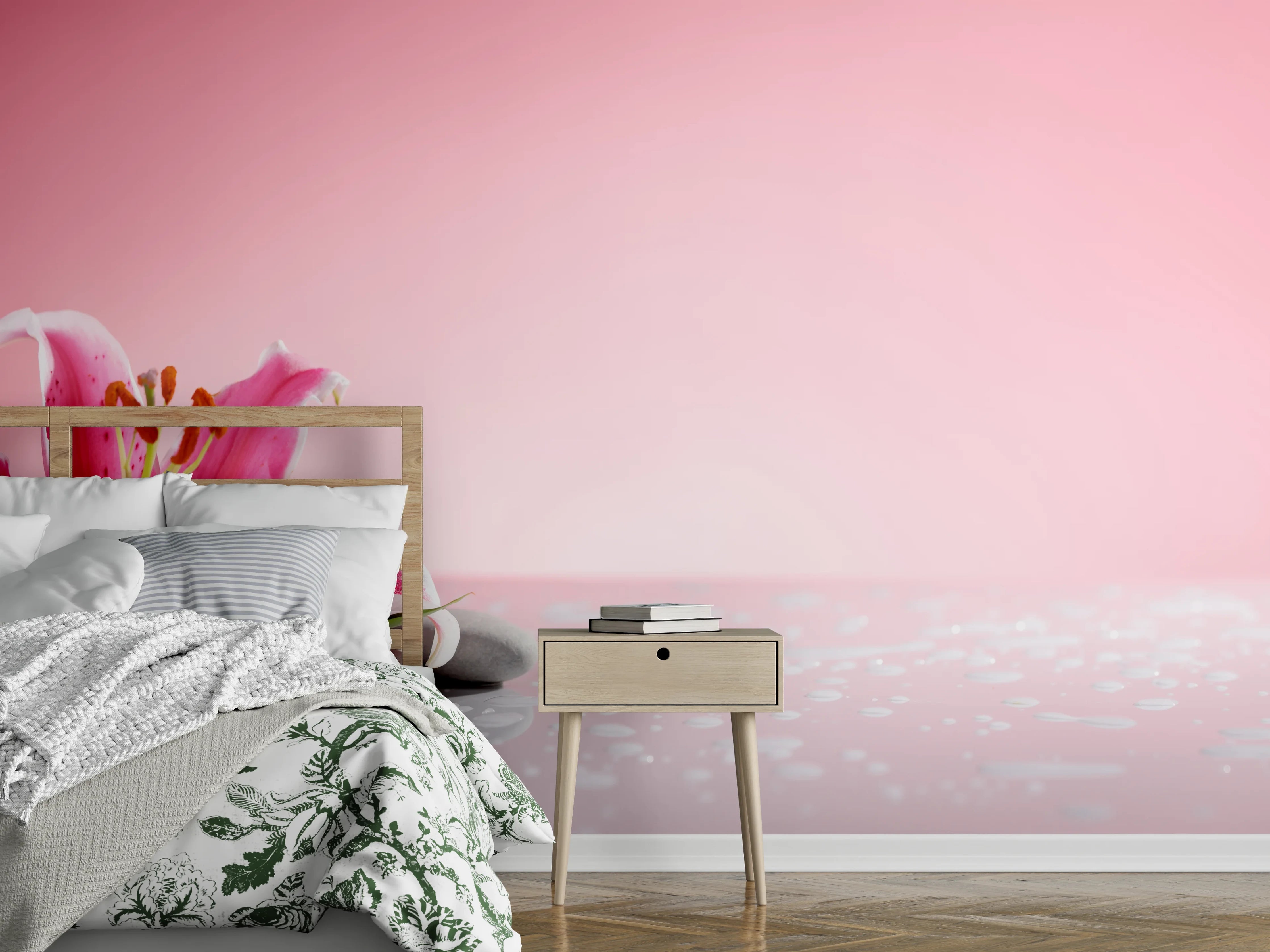 Wandverkleidung Schlafzimmer - Lilie und Massagesteine