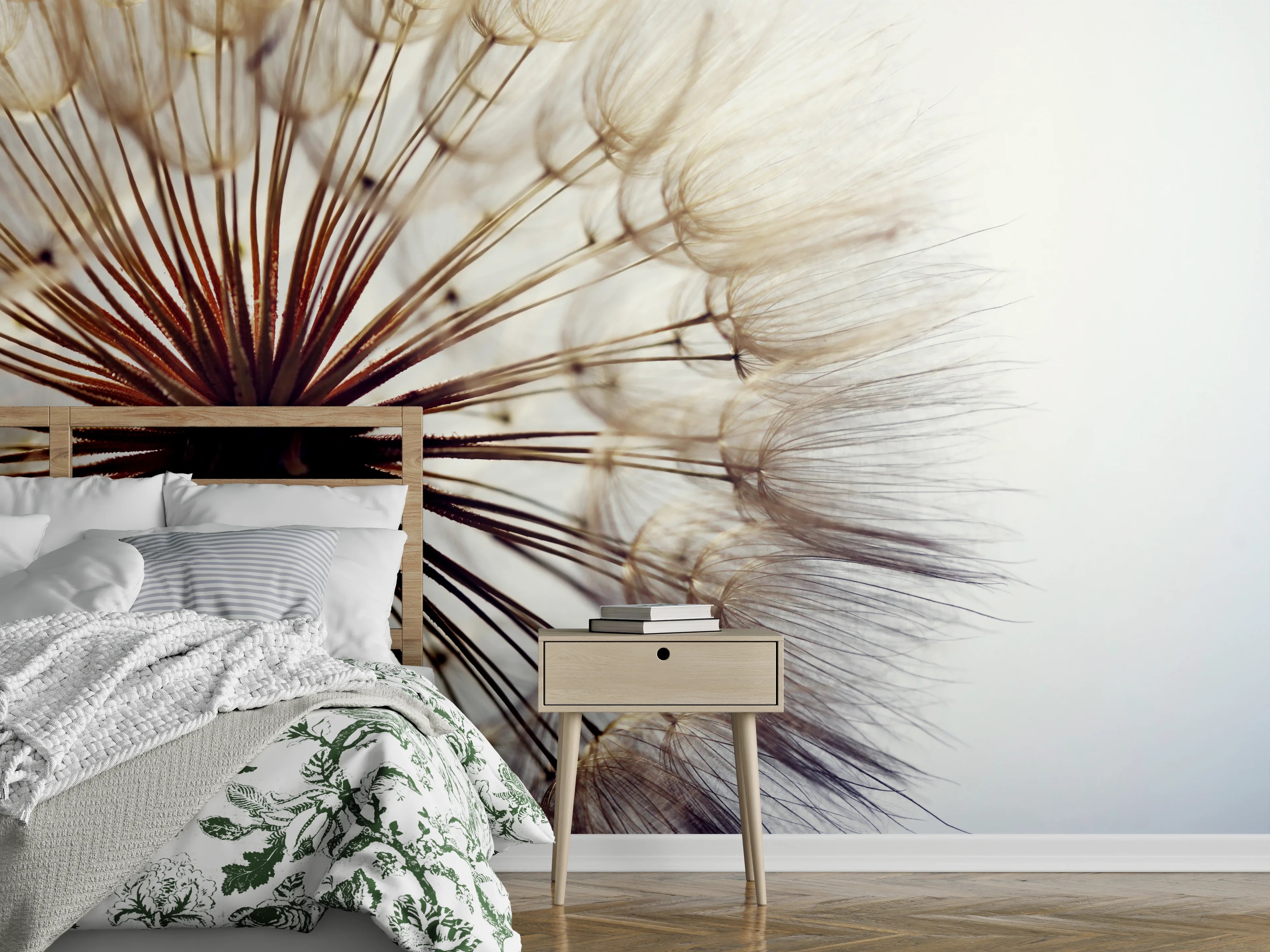 Wandverkleidung Schlafzimmer - Löwenzahn Nahaufnahme mit zarten Details