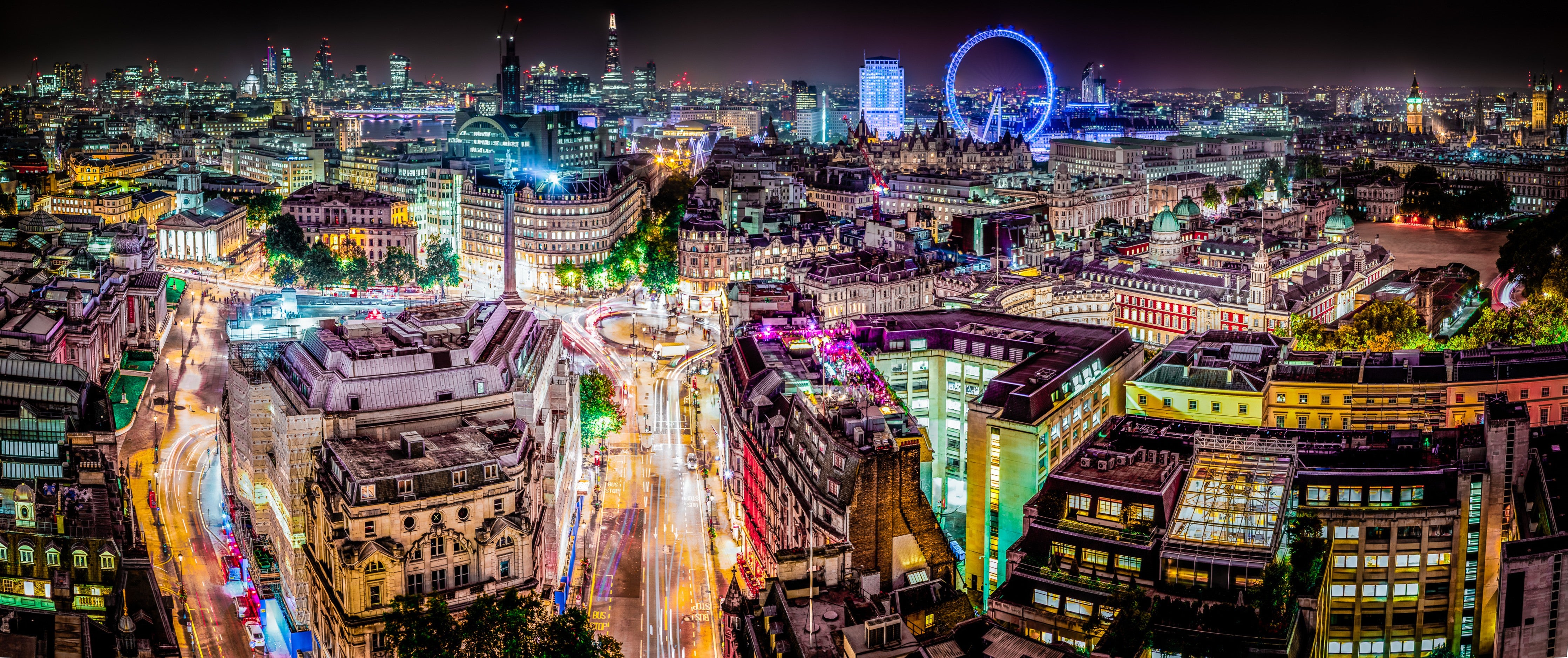 Wandverkleidung Schlafzimmer-London Skyline bei Nacht Panorama