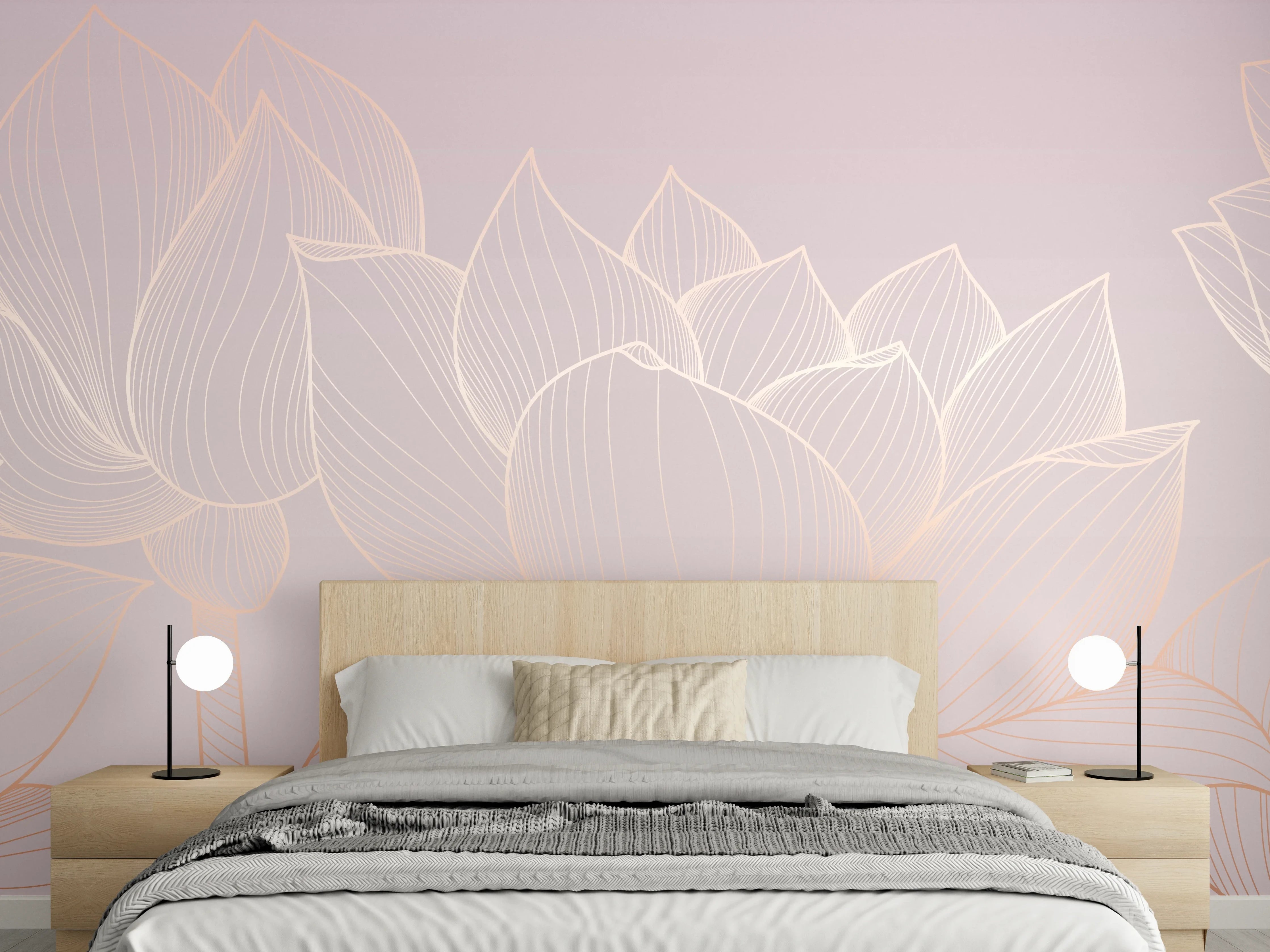 Wandverkleidung Schlafzimmer - Lotus-Lineart Pastelltöne