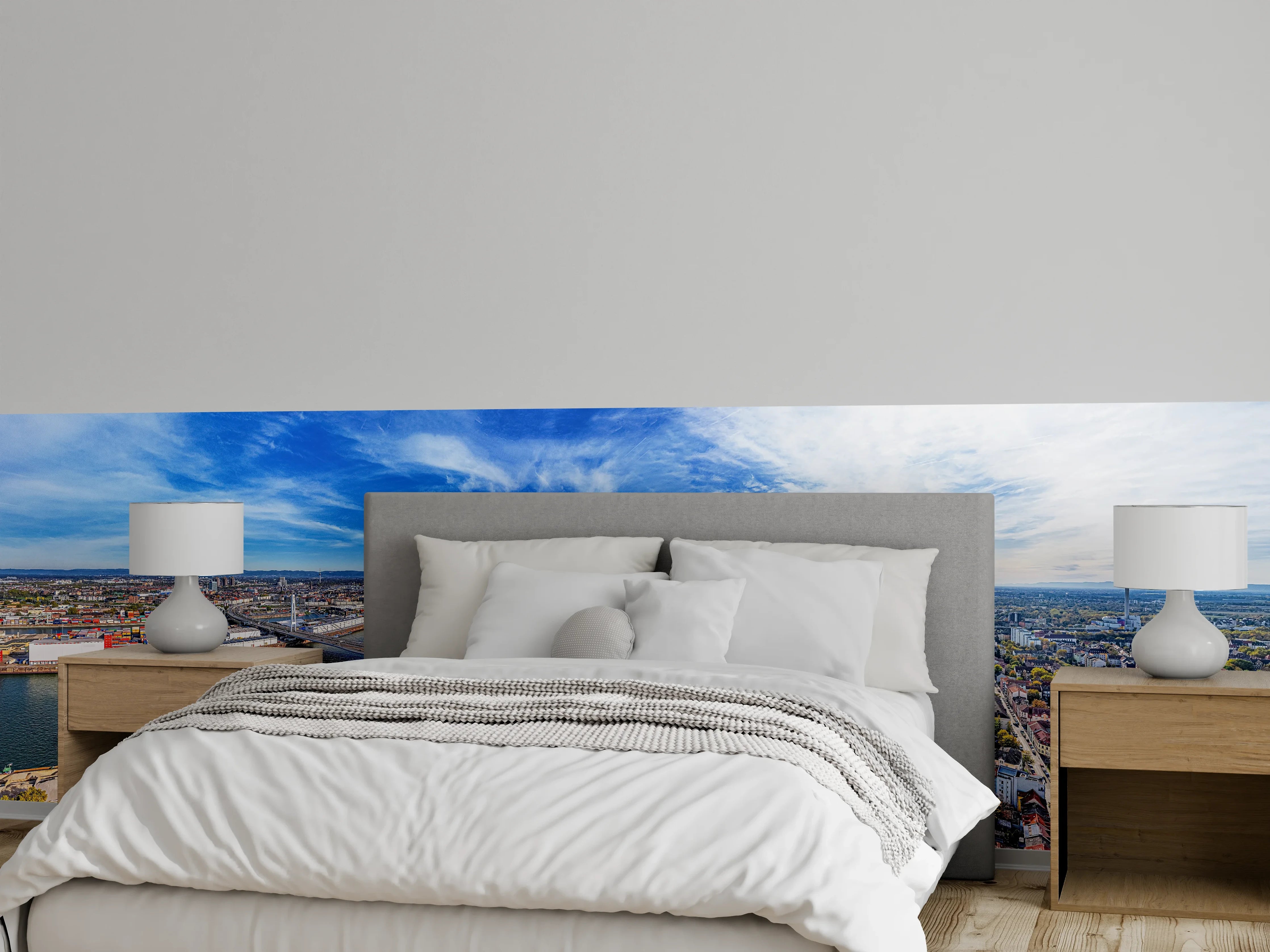 Wandverkleidung Schlafzimmer - Luftaufnahme der Stadt Ludwigshafen