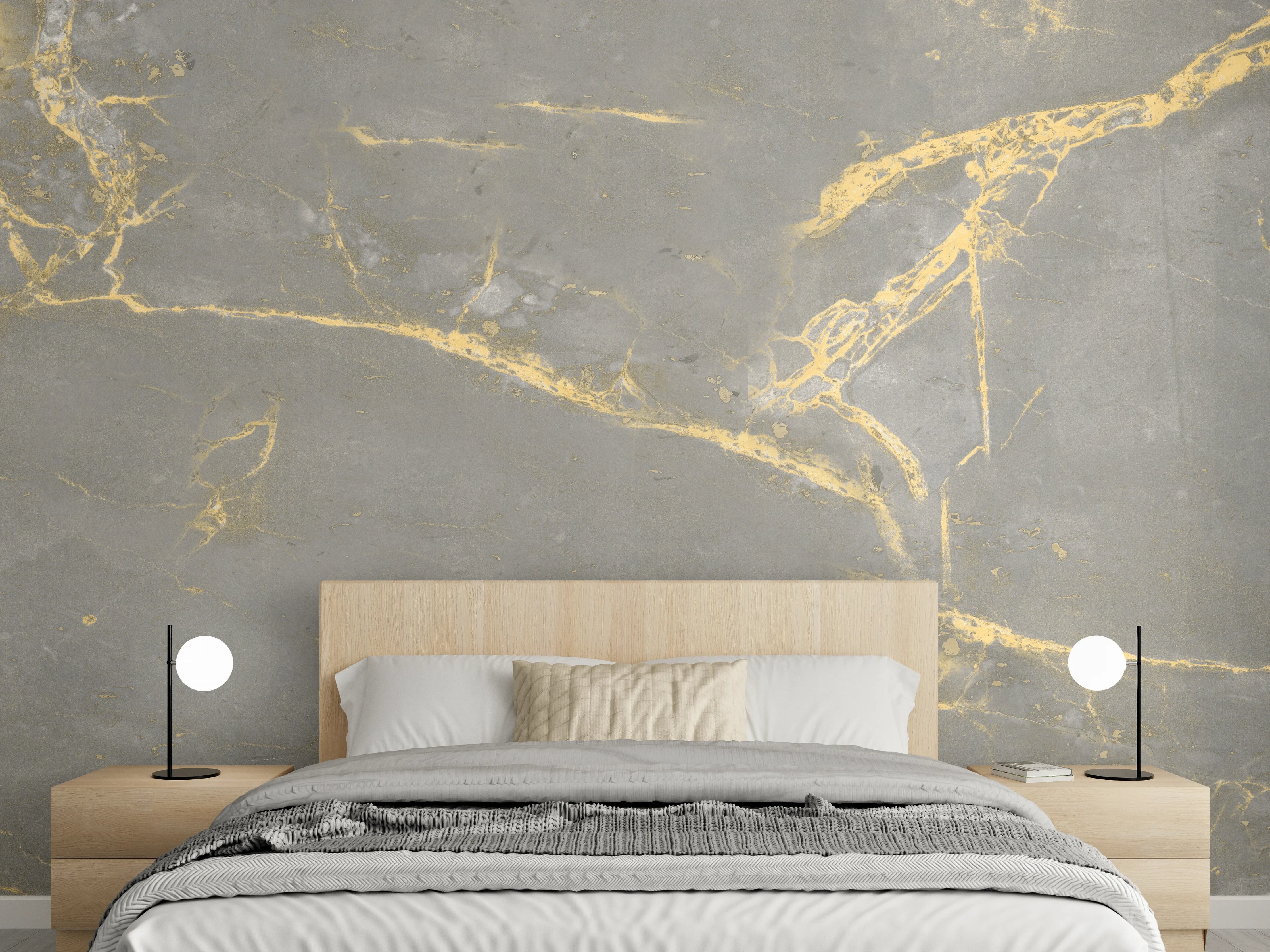 Wandverkleidung Schlafzimmer - Luxuriöse Goldmarmor-Textur