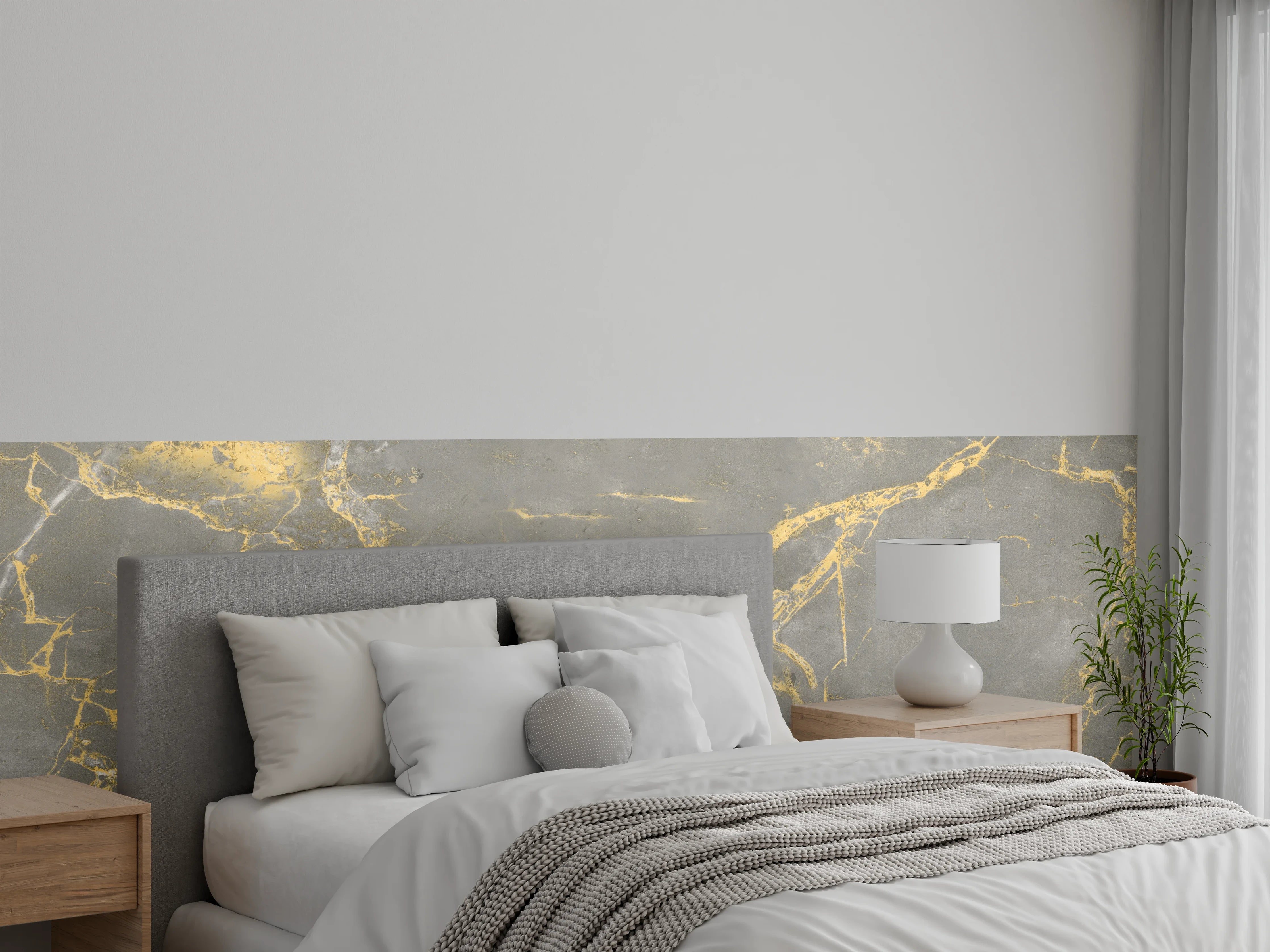 Wandverkleidung Schlafzimmer - Luxuriöse Goldmarmor-Textur