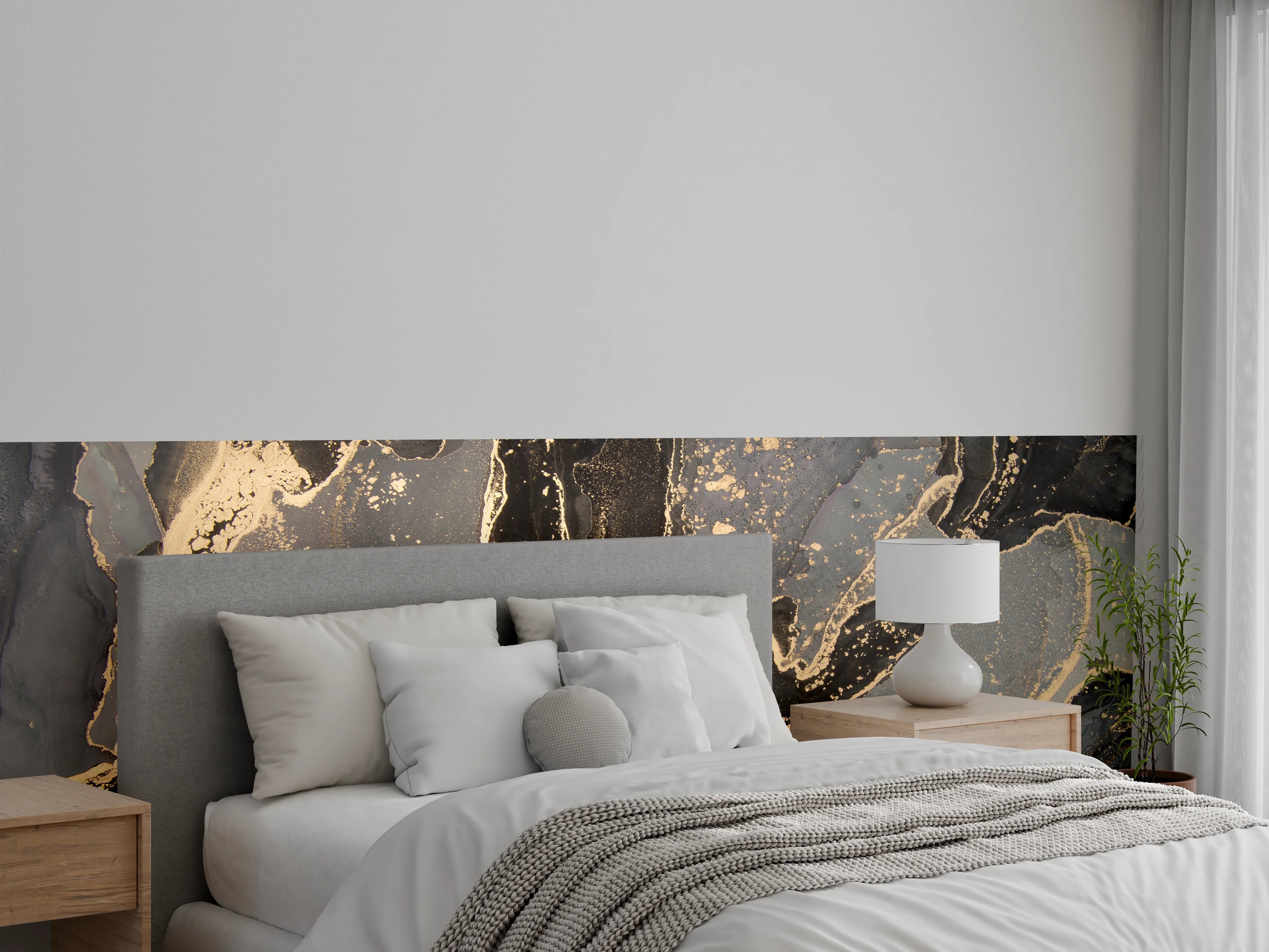 Wandverkleidung Schlafzimmer - Luxuriöse abstrakte Flüssigkunstmalerei 