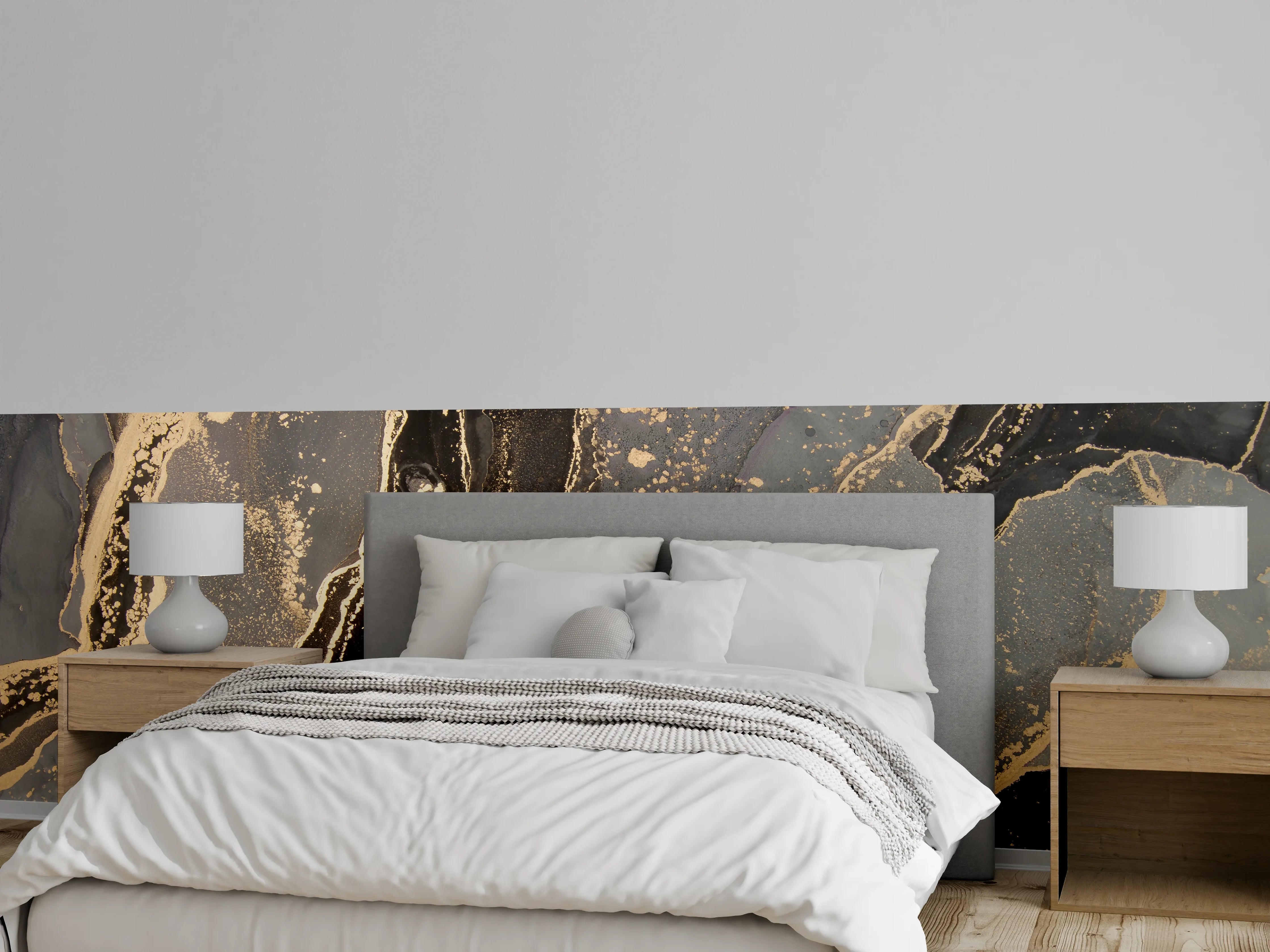 Wandverkleidung Schlafzimmer - Luxuriöse abstrakte Flüssigkunstmalerei 