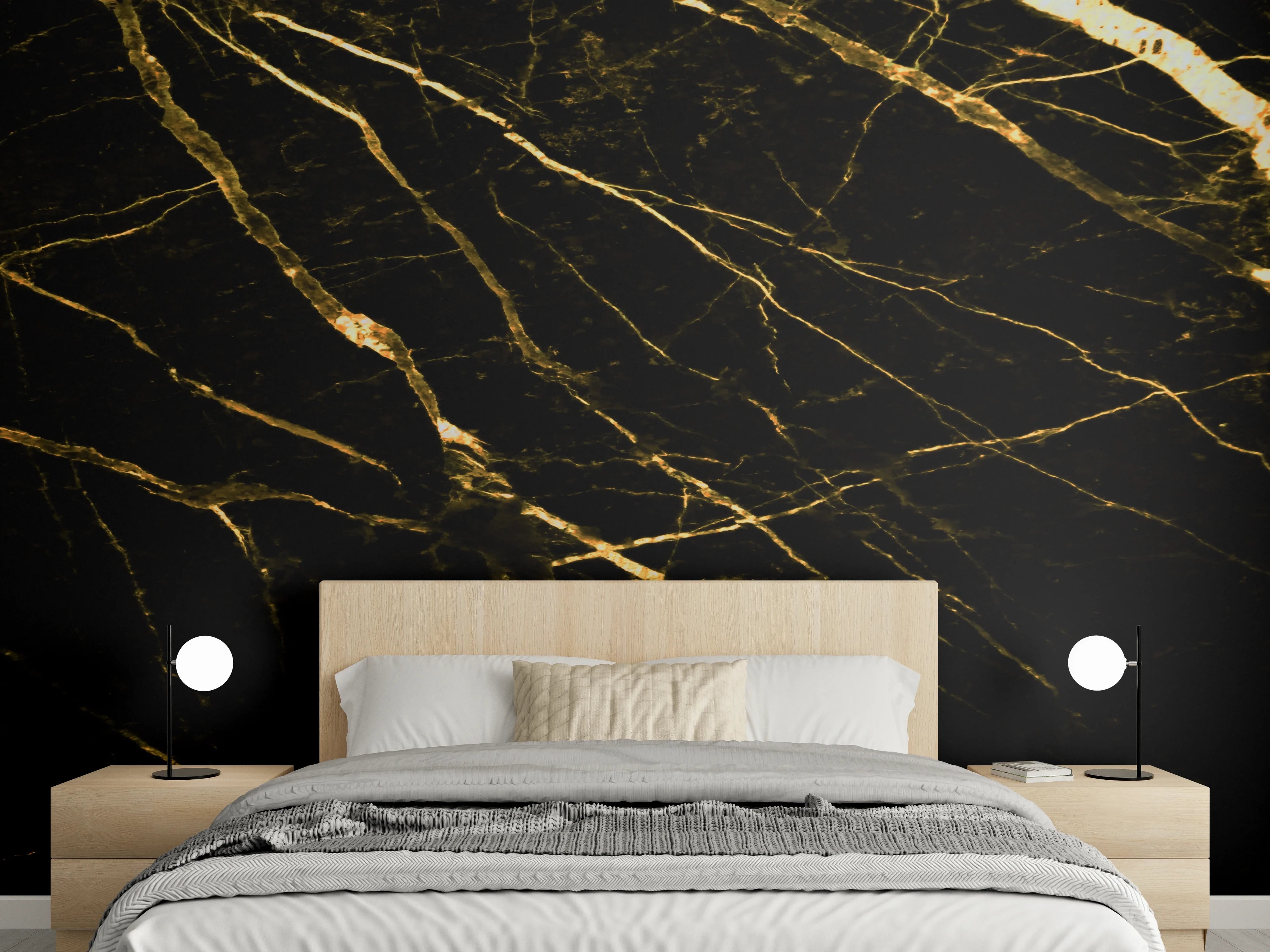 Wandverkleidung Schlafzimmer - Luxus Goldmarmortextur 