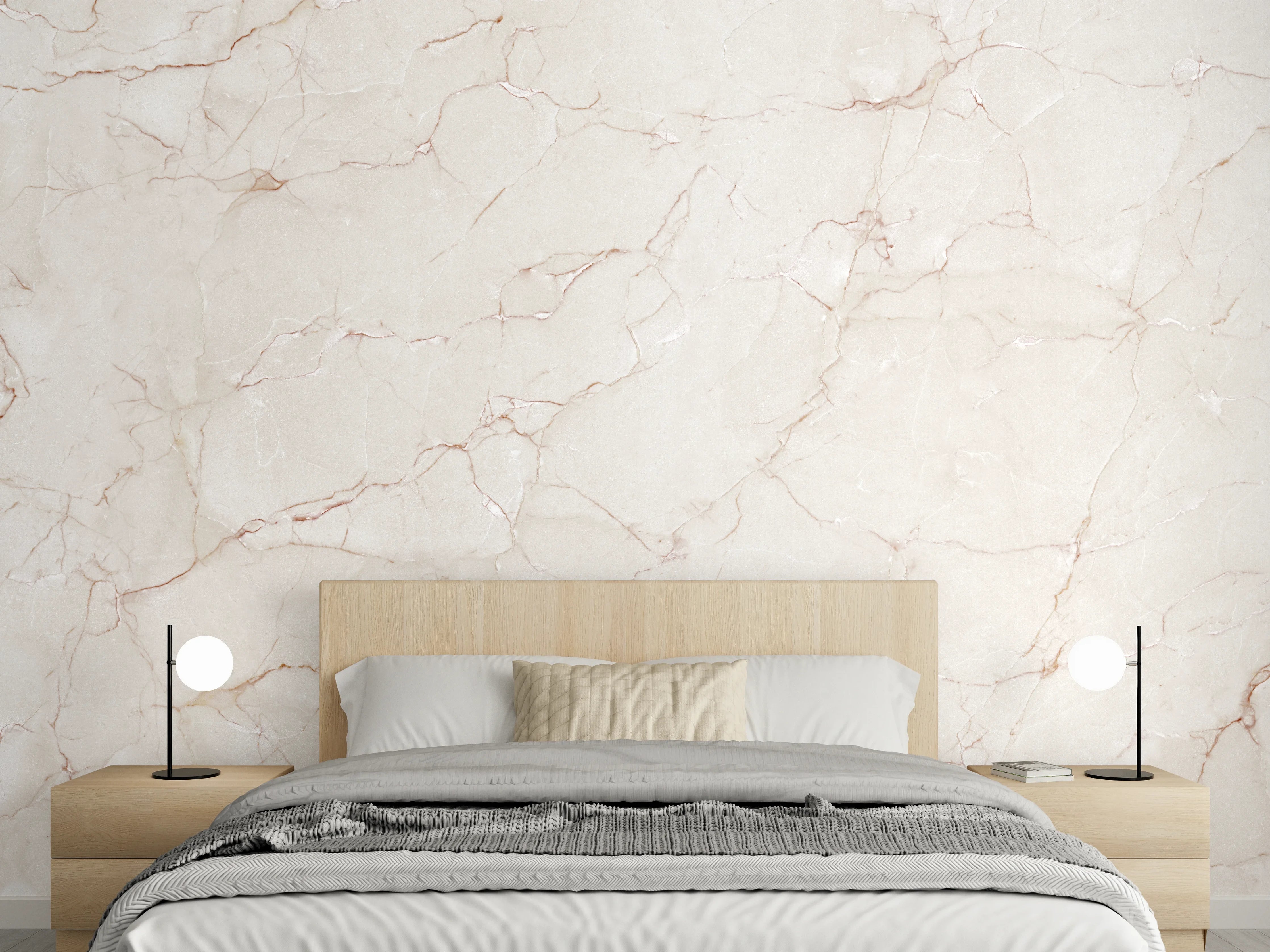 Wandverkleidung Schlafzimmer - Luxus Weiß-Grau Marmor-Textur