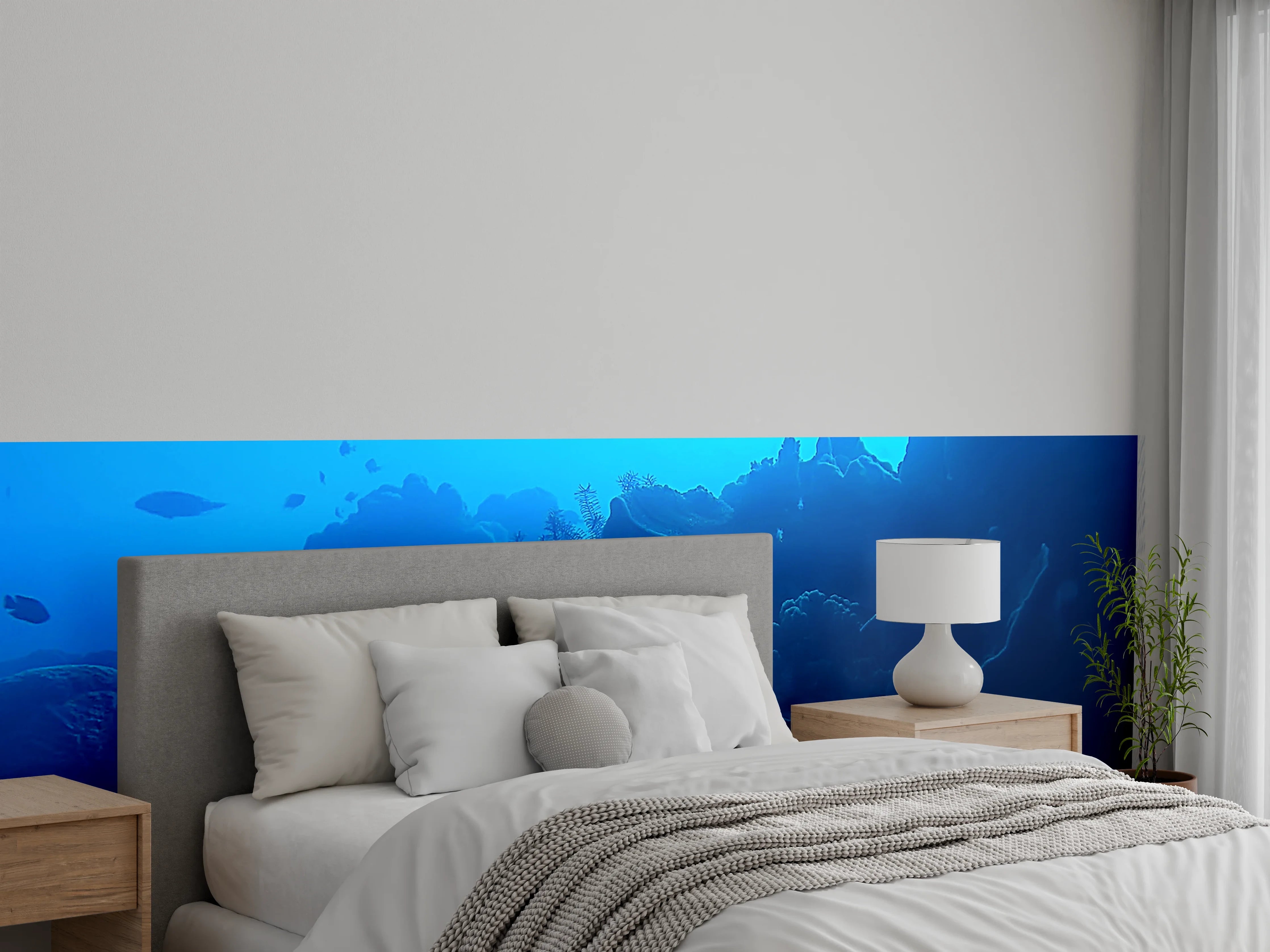 Wandverkleidung Schlafzimmer - Magische Unterwasserwelt – Korallenriff Blau