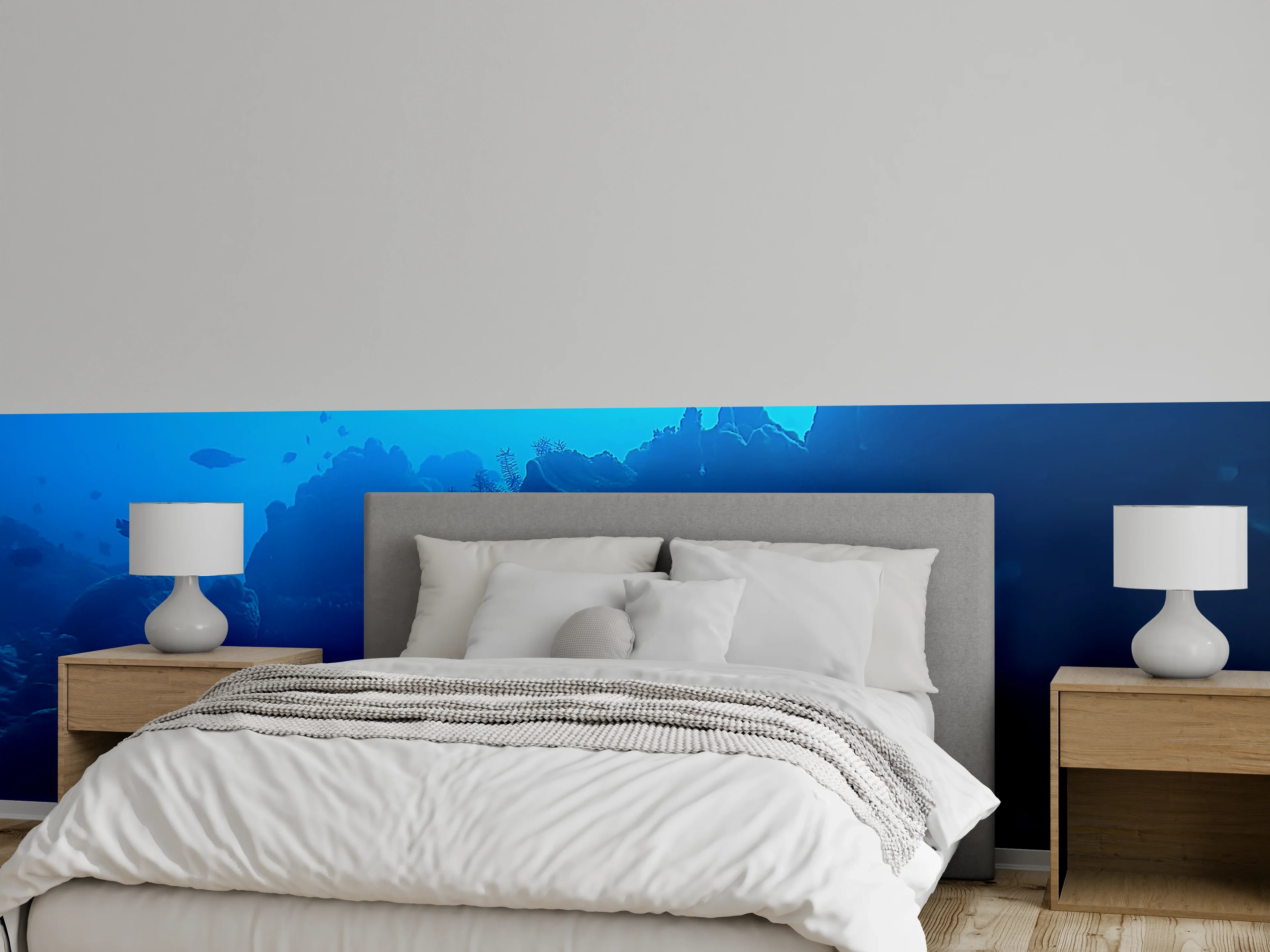 Wandverkleidung Schlafzimmer - Magische Unterwasserwelt – Korallenriff Blau