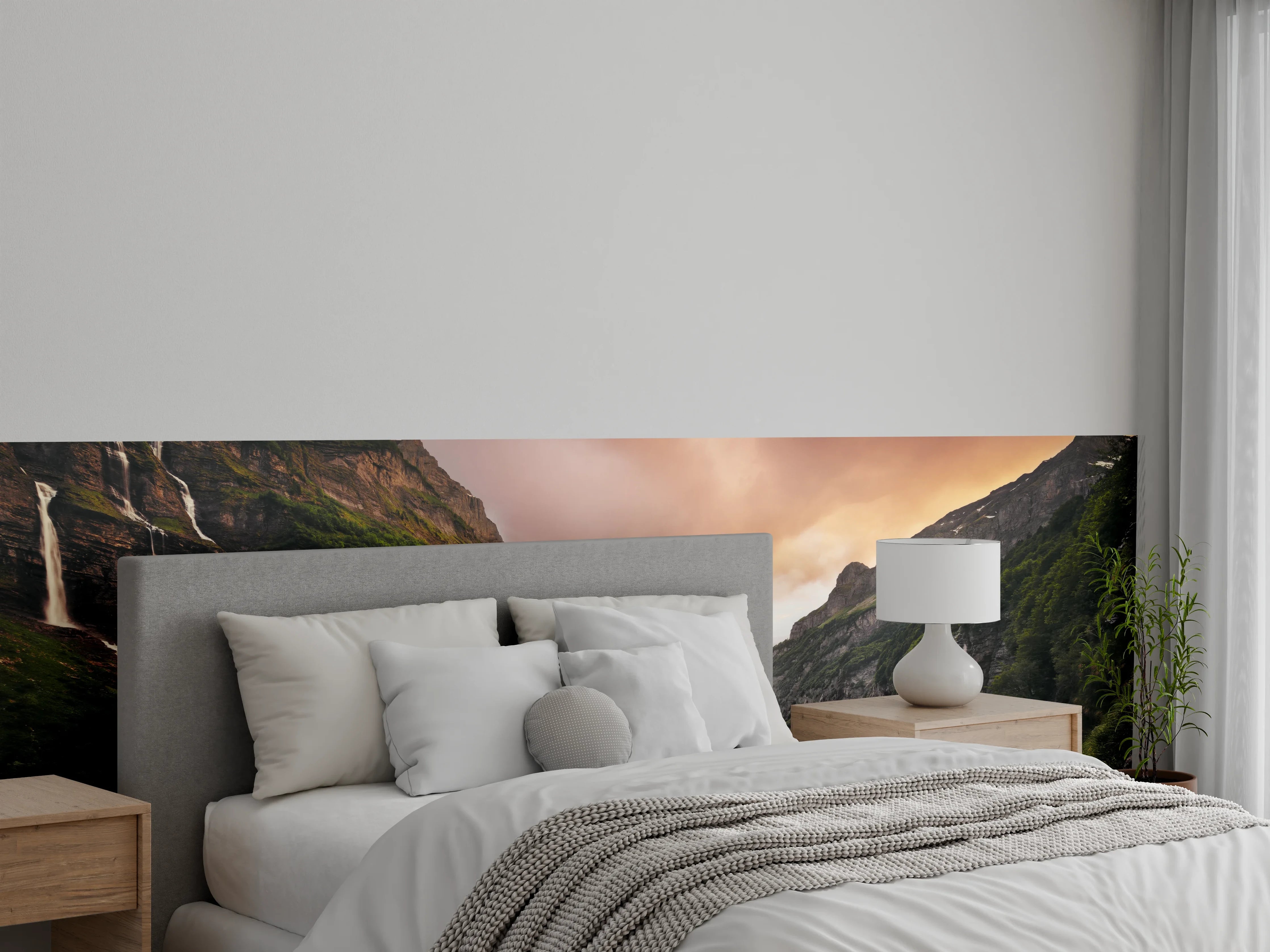 Wandverkleidung Schlafzimmer - Magischer Alpenblick bei Sonnenuntergang