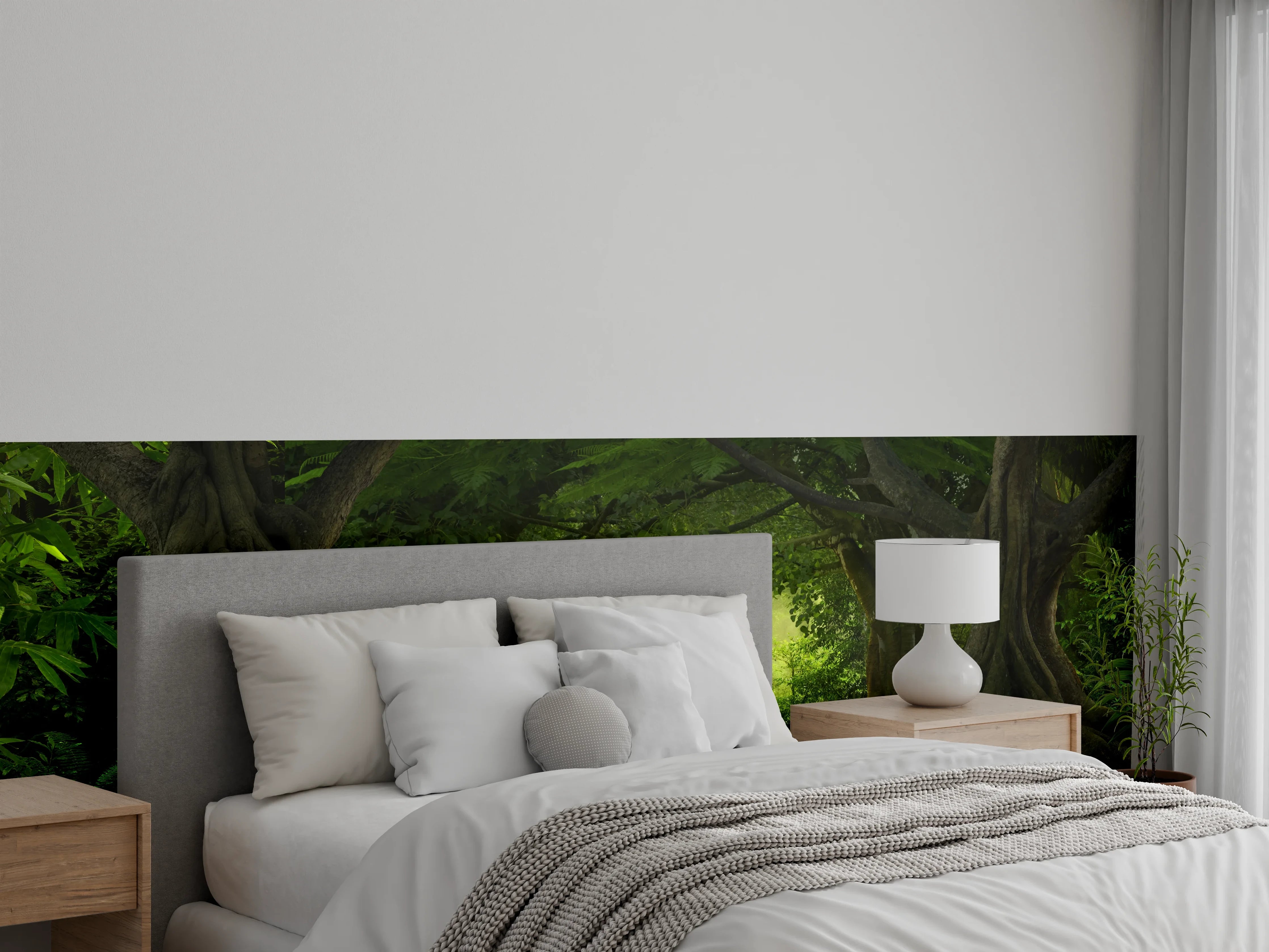 Wandverkleidung Schlafzimmer - Magischer Dschungel Wald Grünes Naturmotiv