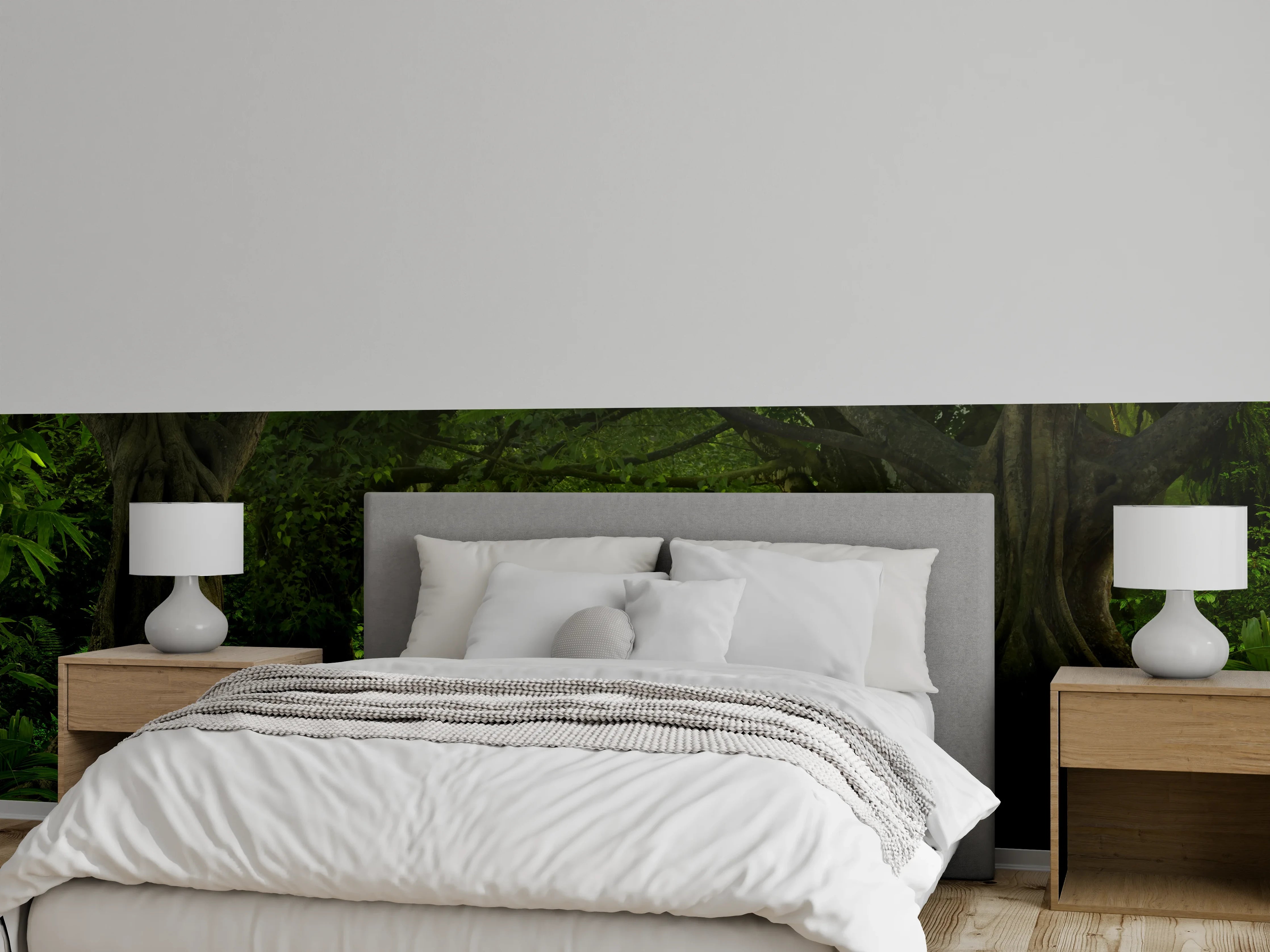Wandverkleidung Schlafzimmer - Magischer Dschungel Wald Grünes Naturmotiv