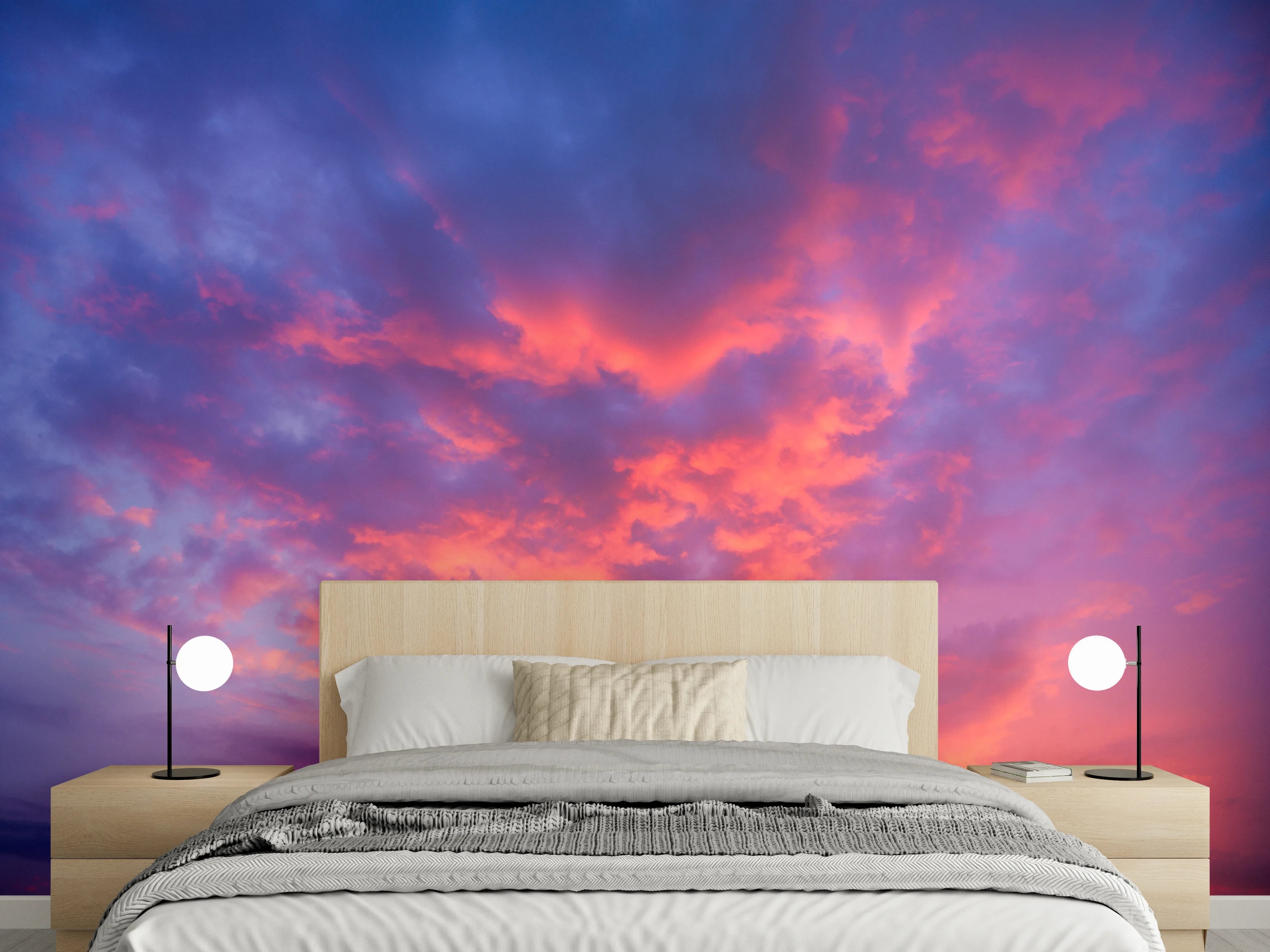 Wandverkleidung Schlafzimmer - Magischer Sonnenuntergang Himmel Fotomotiv