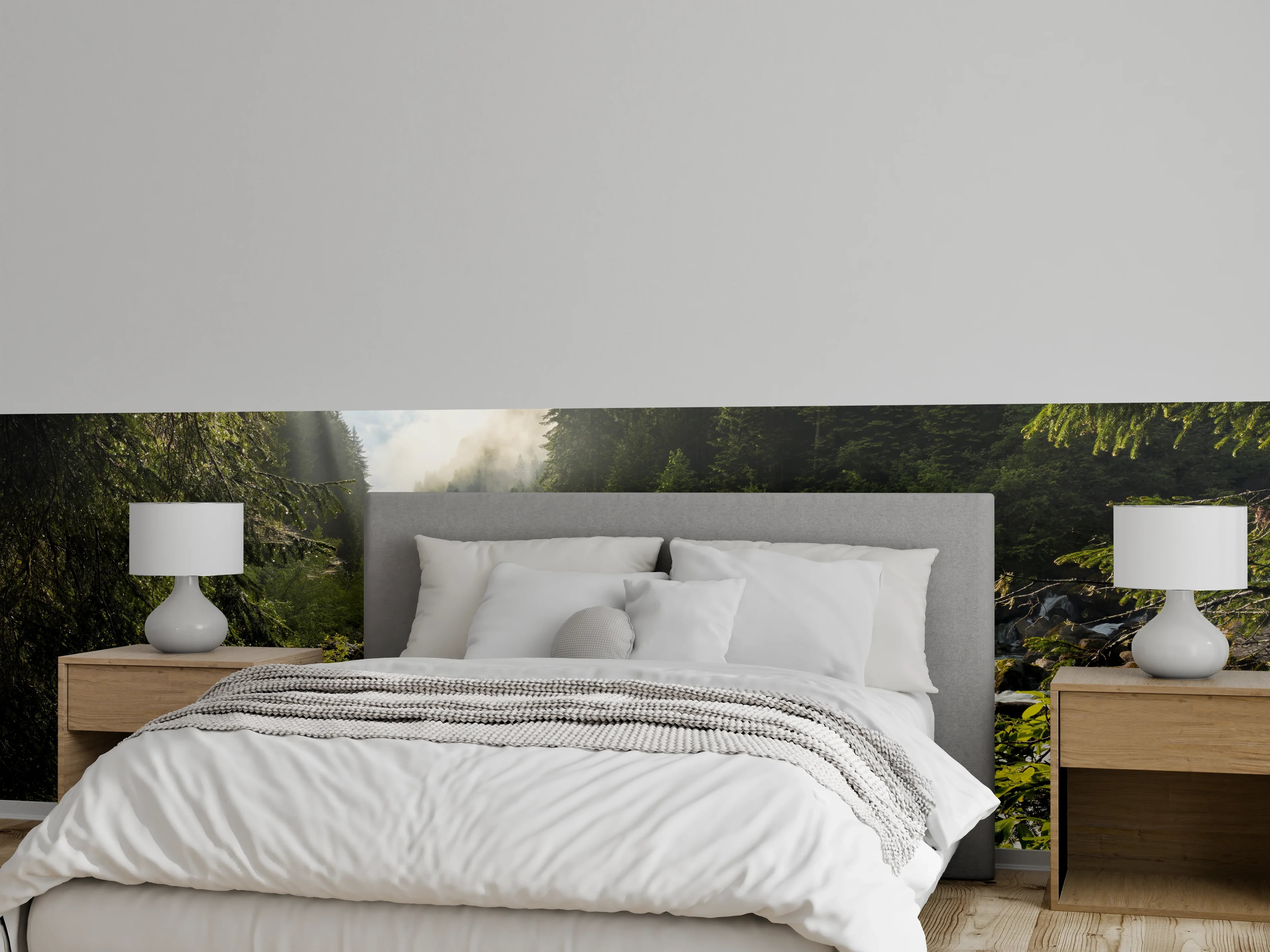 Wandverkleidung Schlafzimmer - Magischer Wald mit Gebirgsbach