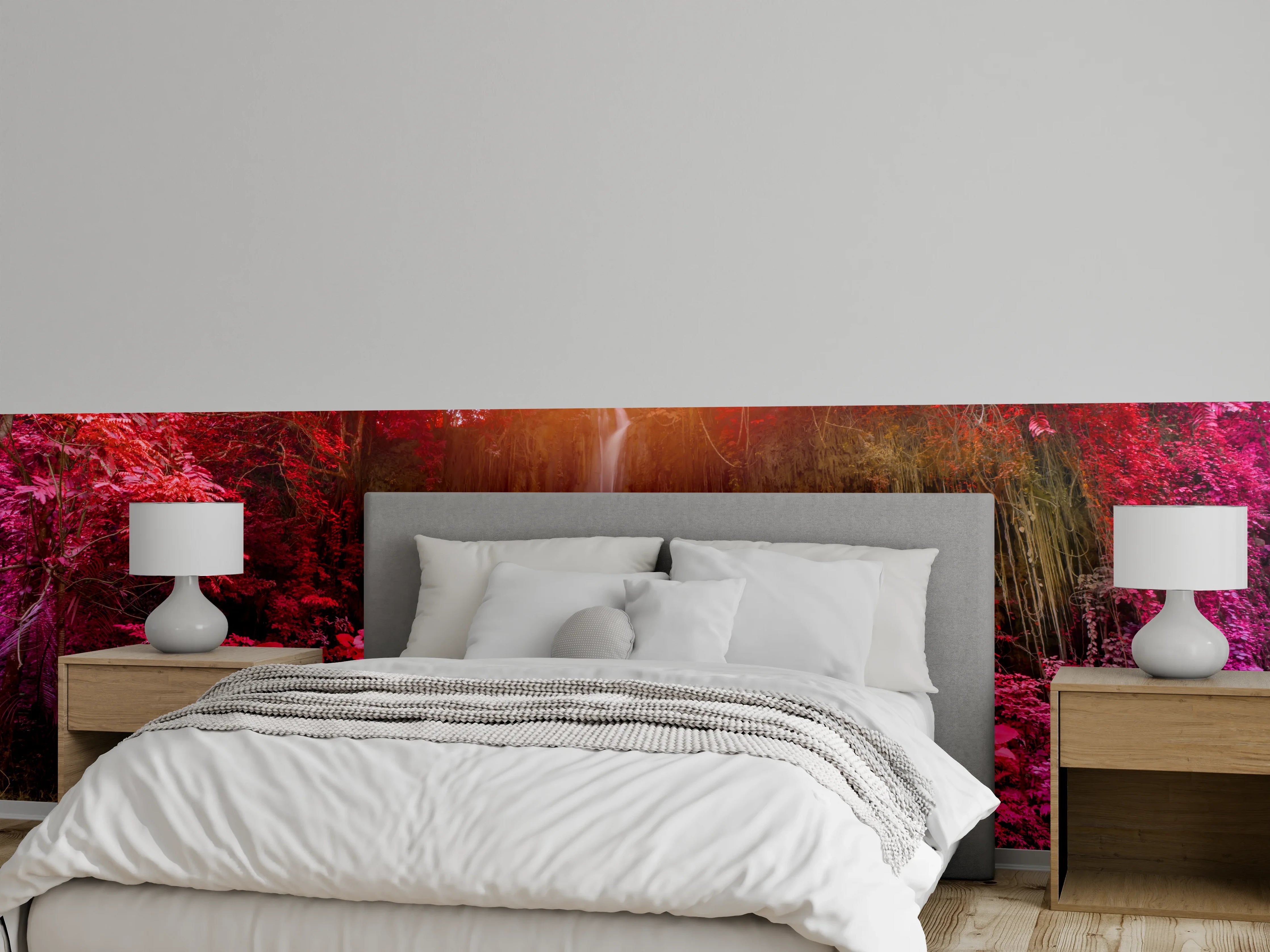 Wandverkleidung Schlafzimmer - Magischer Wasserfall in Farbenpracht