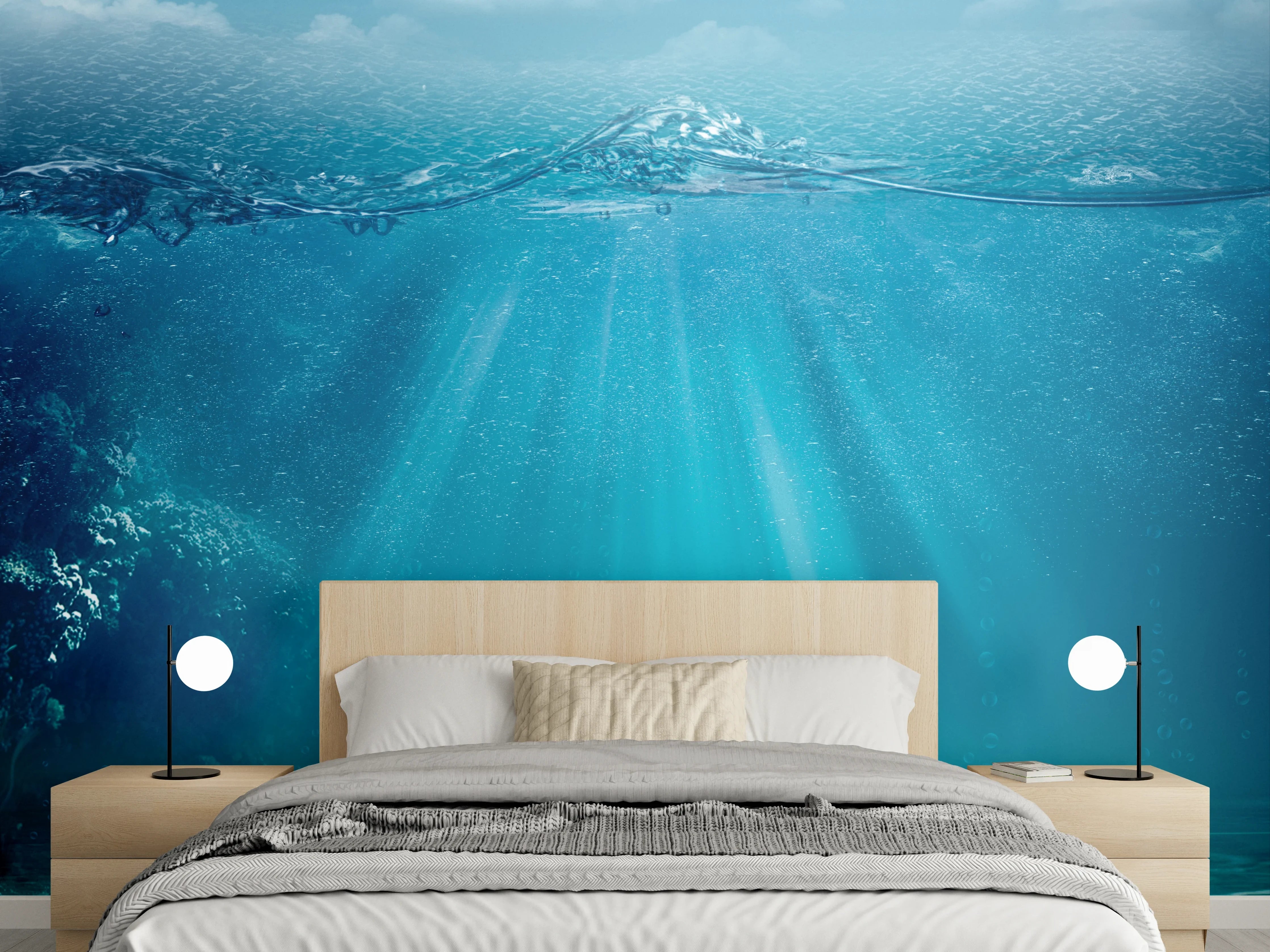 Wandverkleidung Schlafzimmer - Magisches Unterwassermeer Panorama