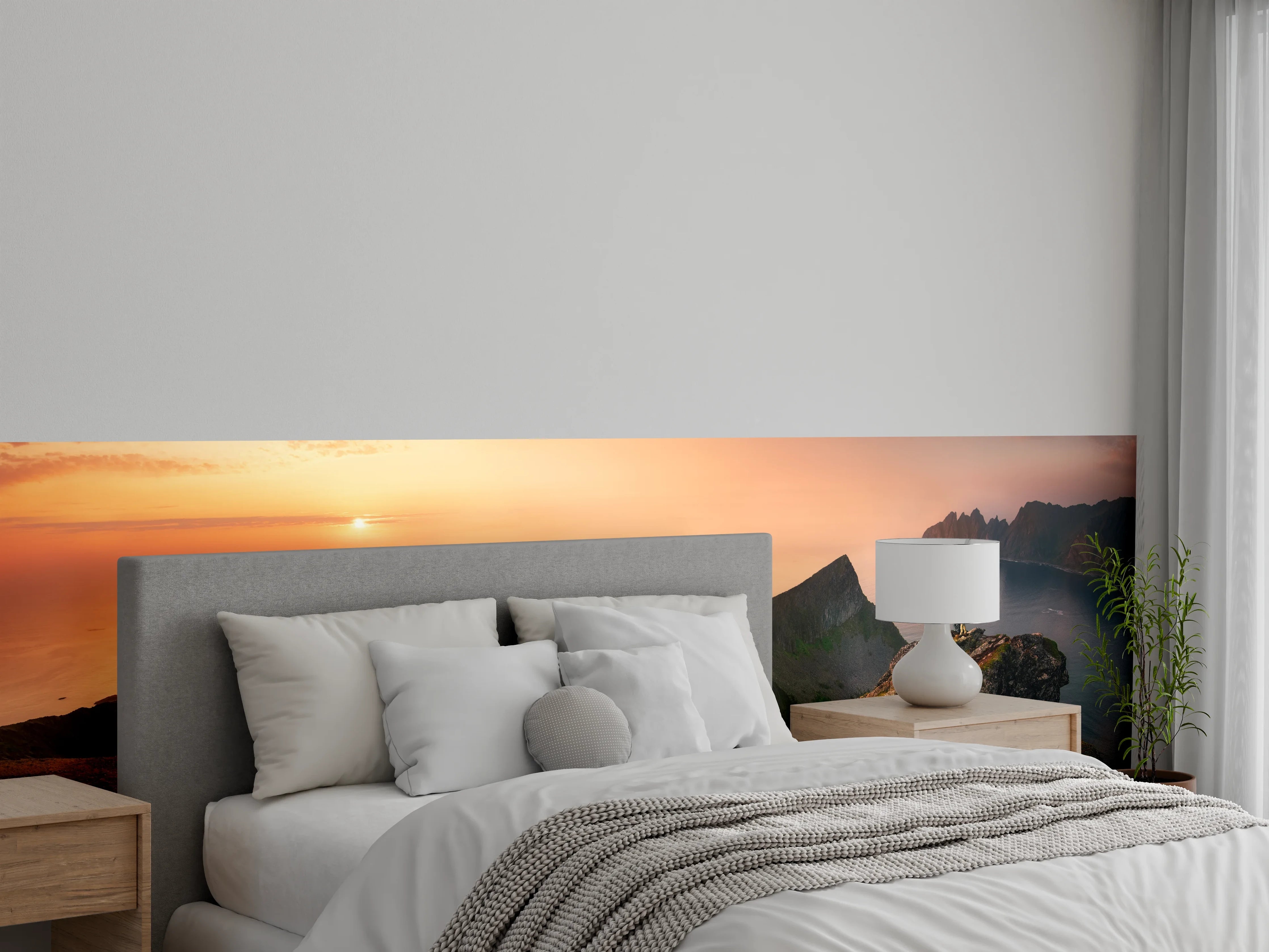 Wandverkleidung Schlafzimmer - Majestätische Berglandschaft bei Sonnenuntergang