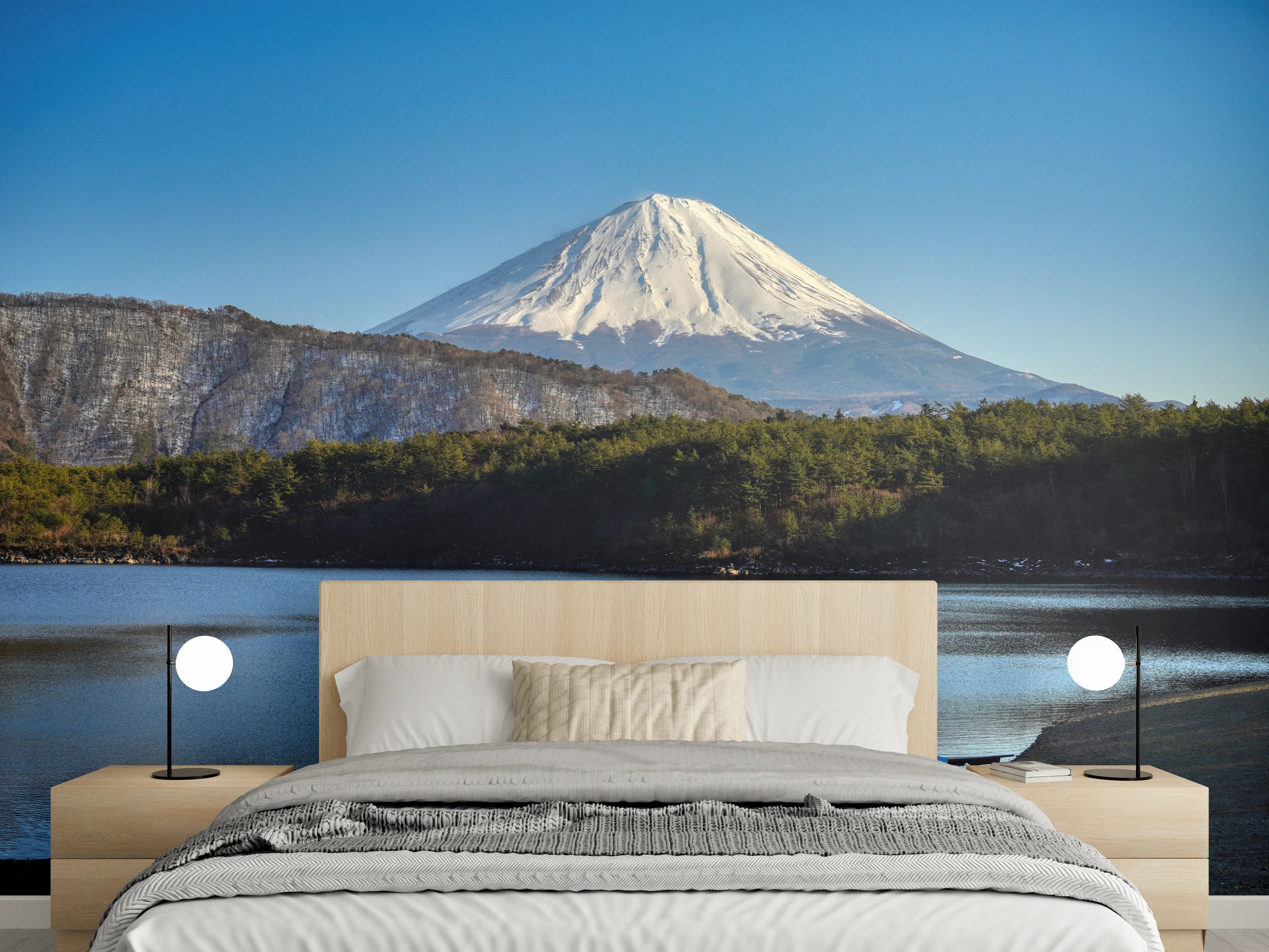 Wandverkleidung Schlafzimmer - Majestätischer Fuji am See – Naturidylle