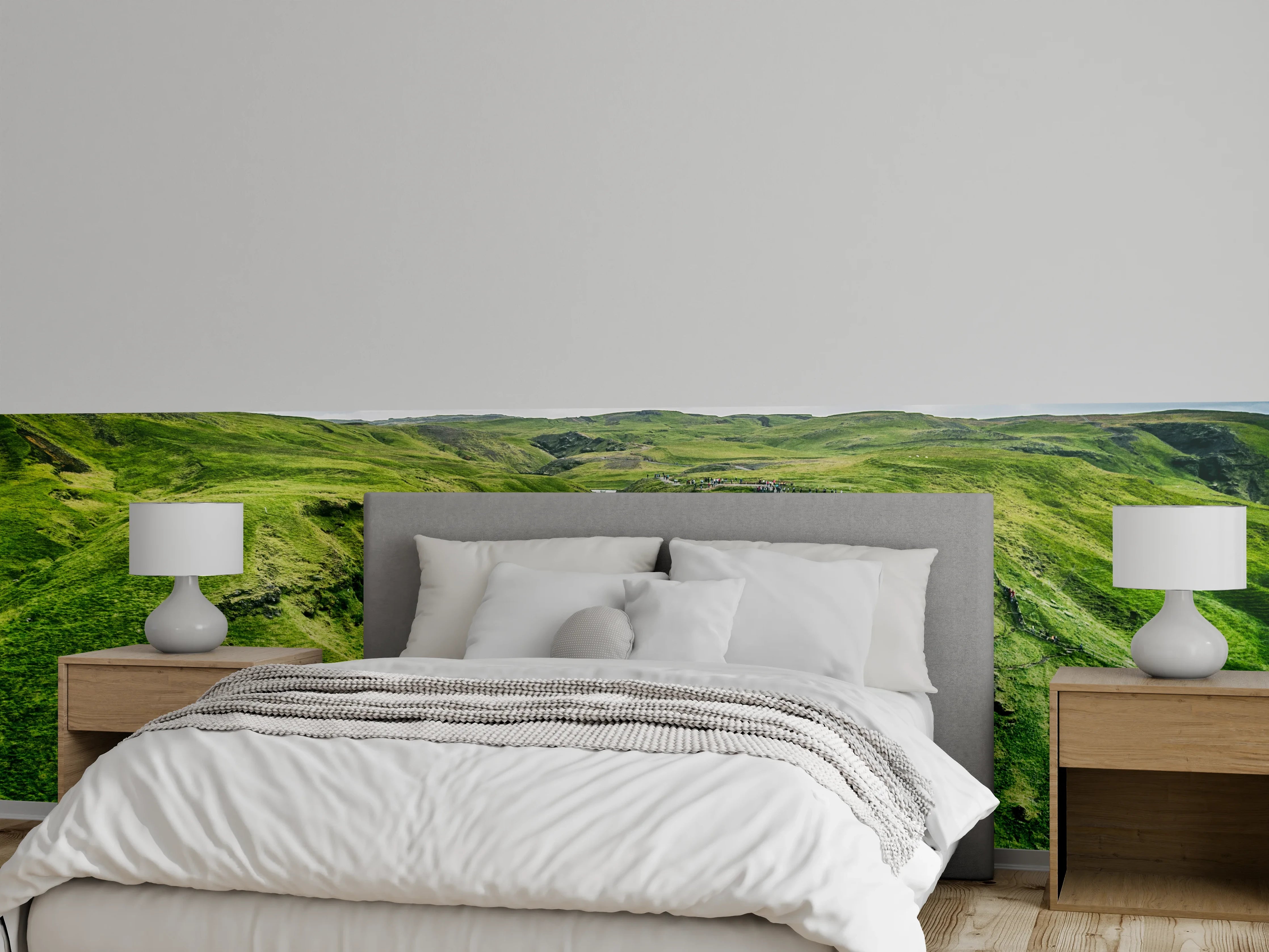Wandverkleidung Schlafzimmer - Majestätischer Wasserfall Island Sommer