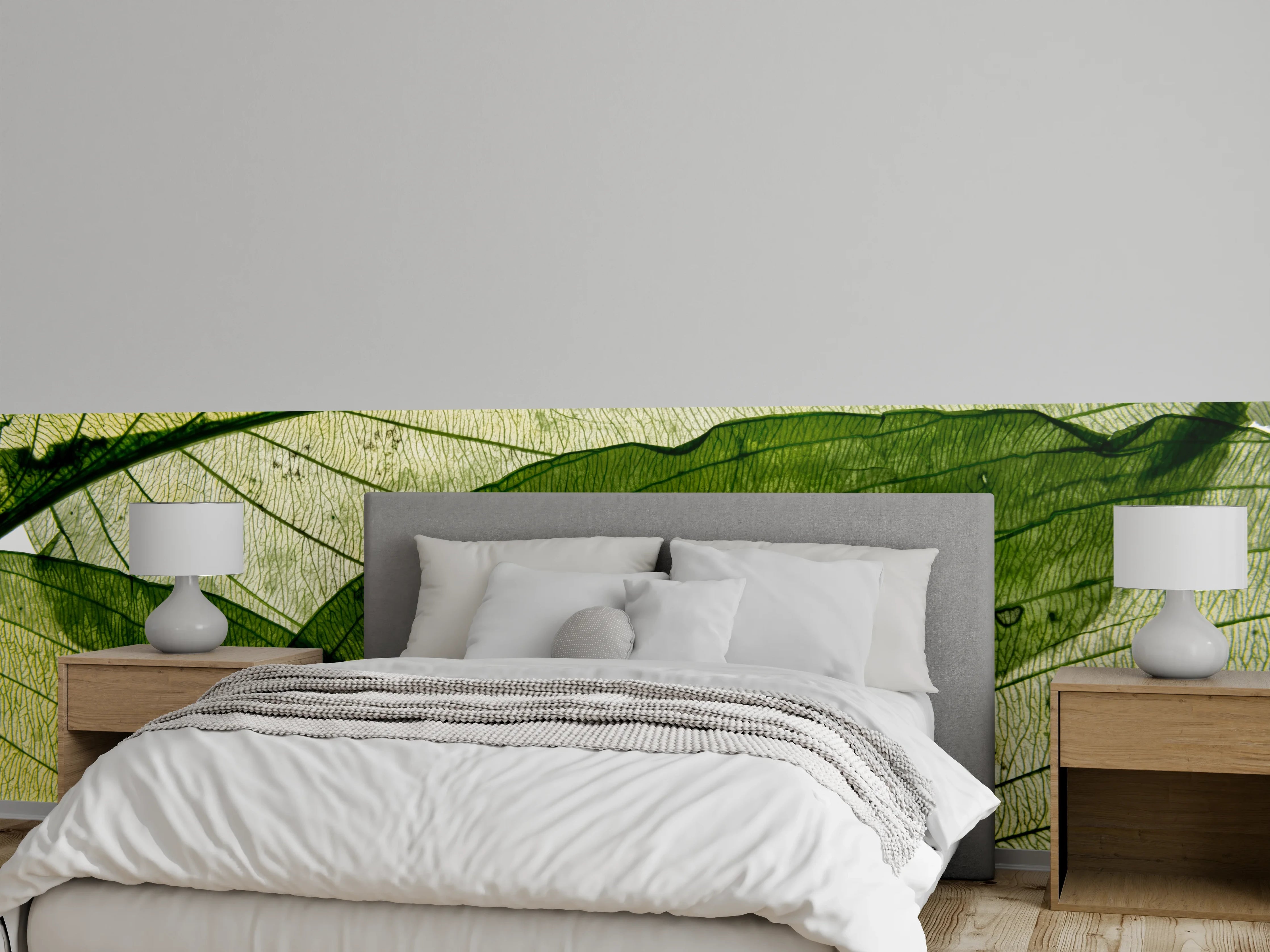 Wandverkleidung Schlafzimmer - Makrotextur von herbstlich getrockneten Blättern