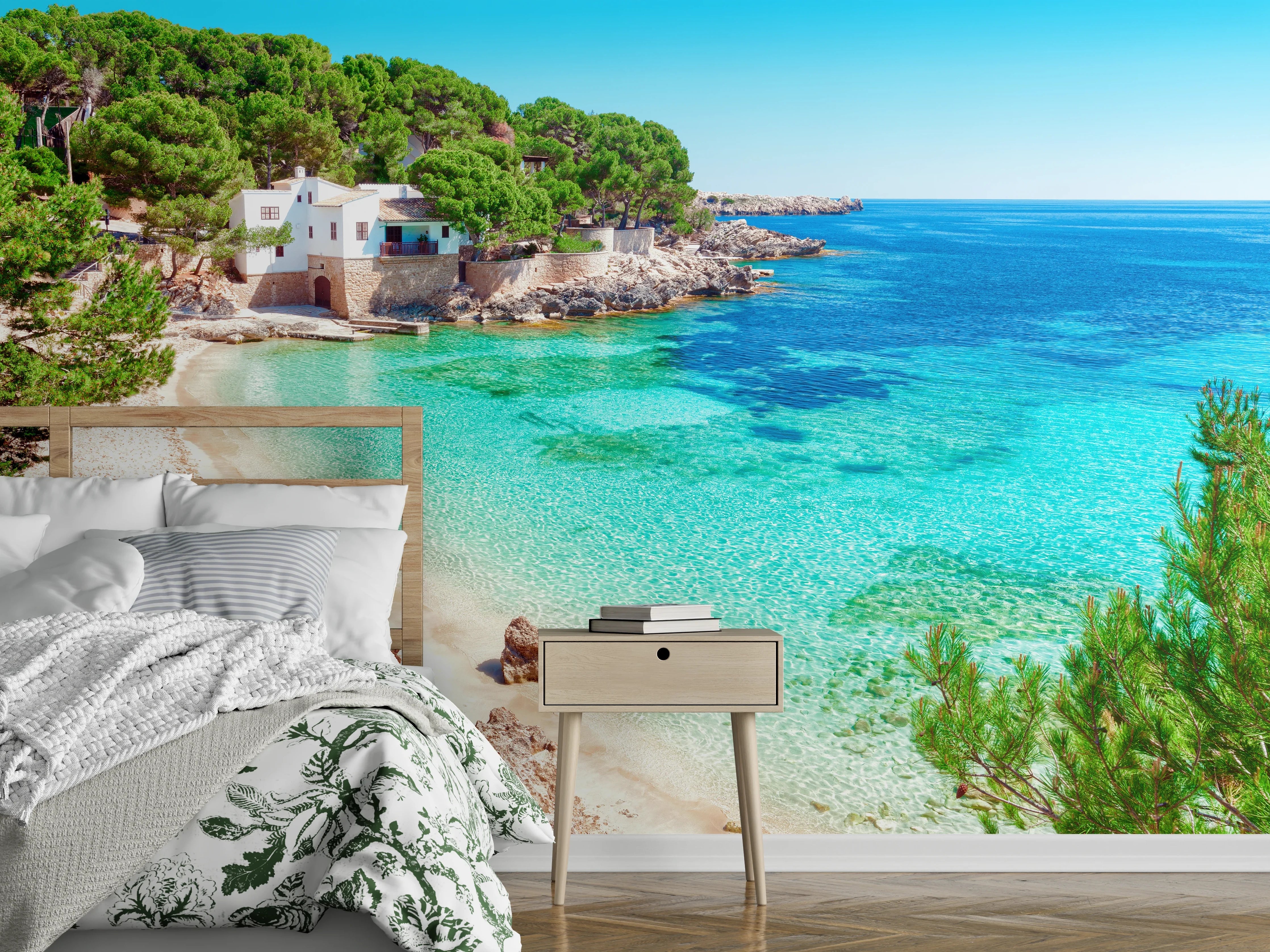 Wandverkleidung Schlafzimmer - Malerische Bucht mit türkisblauem Wasser