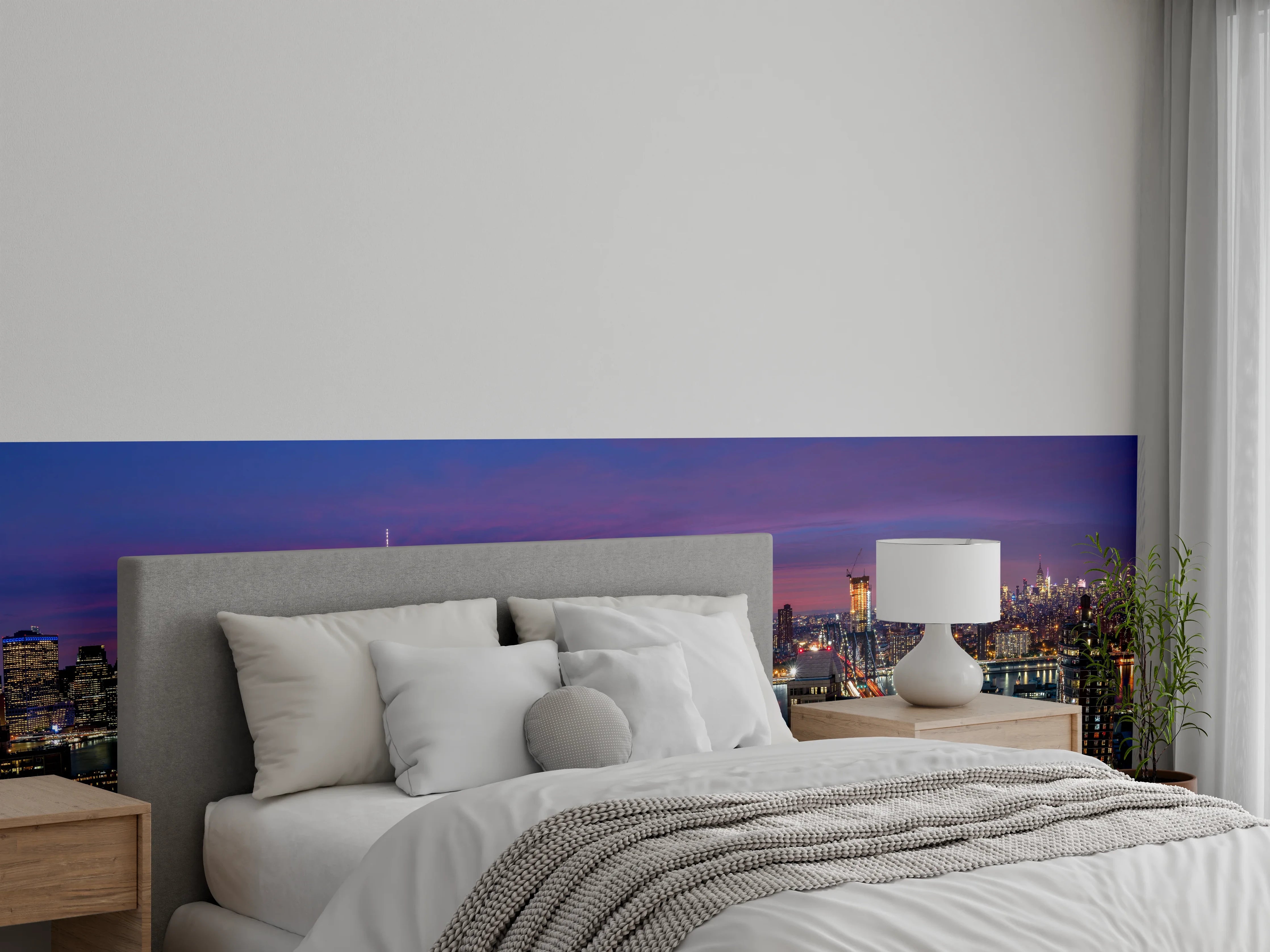 Wandverkleidung Schlafzimmer - Manhattan Skyline bei Dämmerung