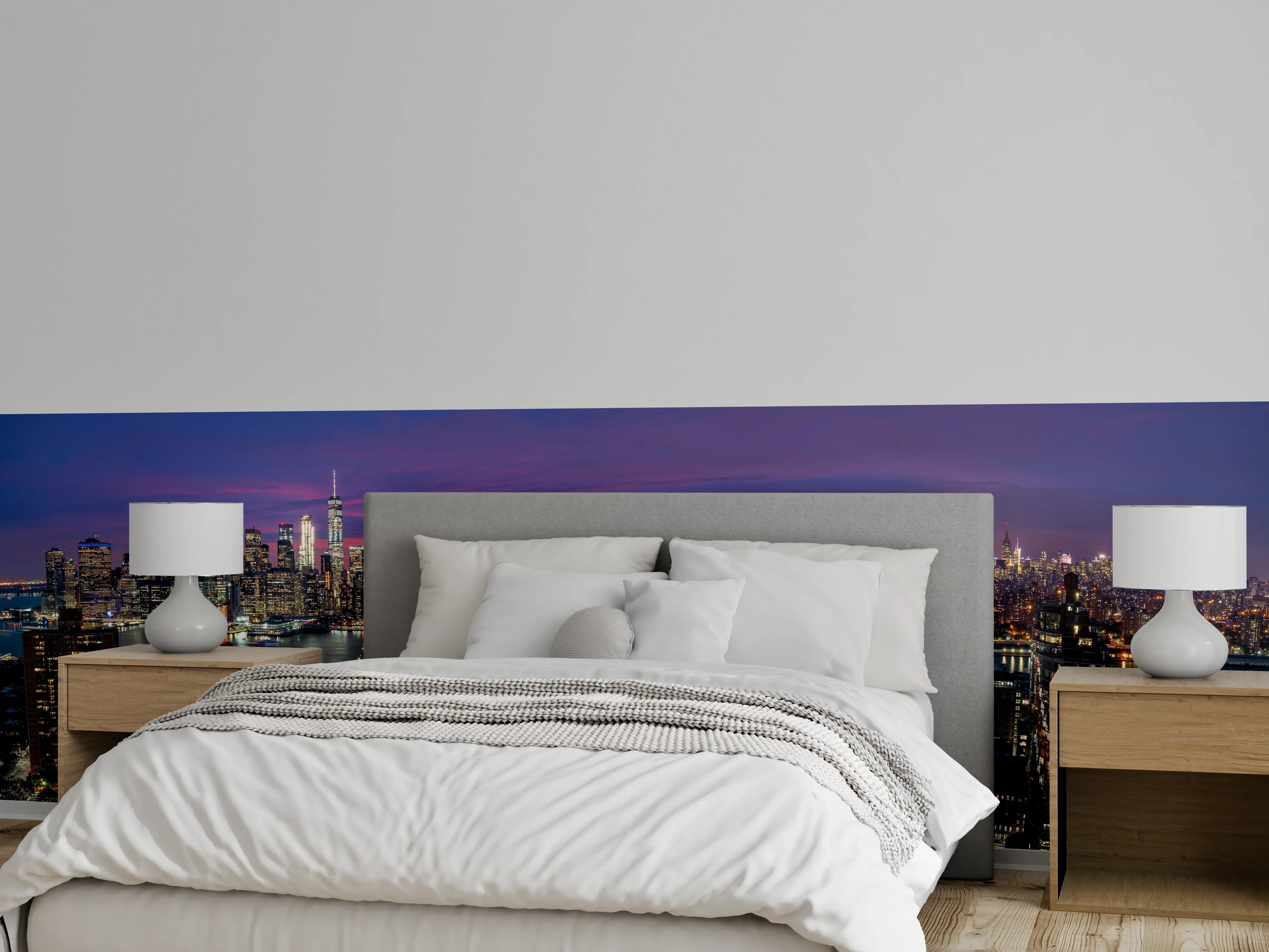 Wandverkleidung Schlafzimmer - Manhattan Skyline bei Dämmerung