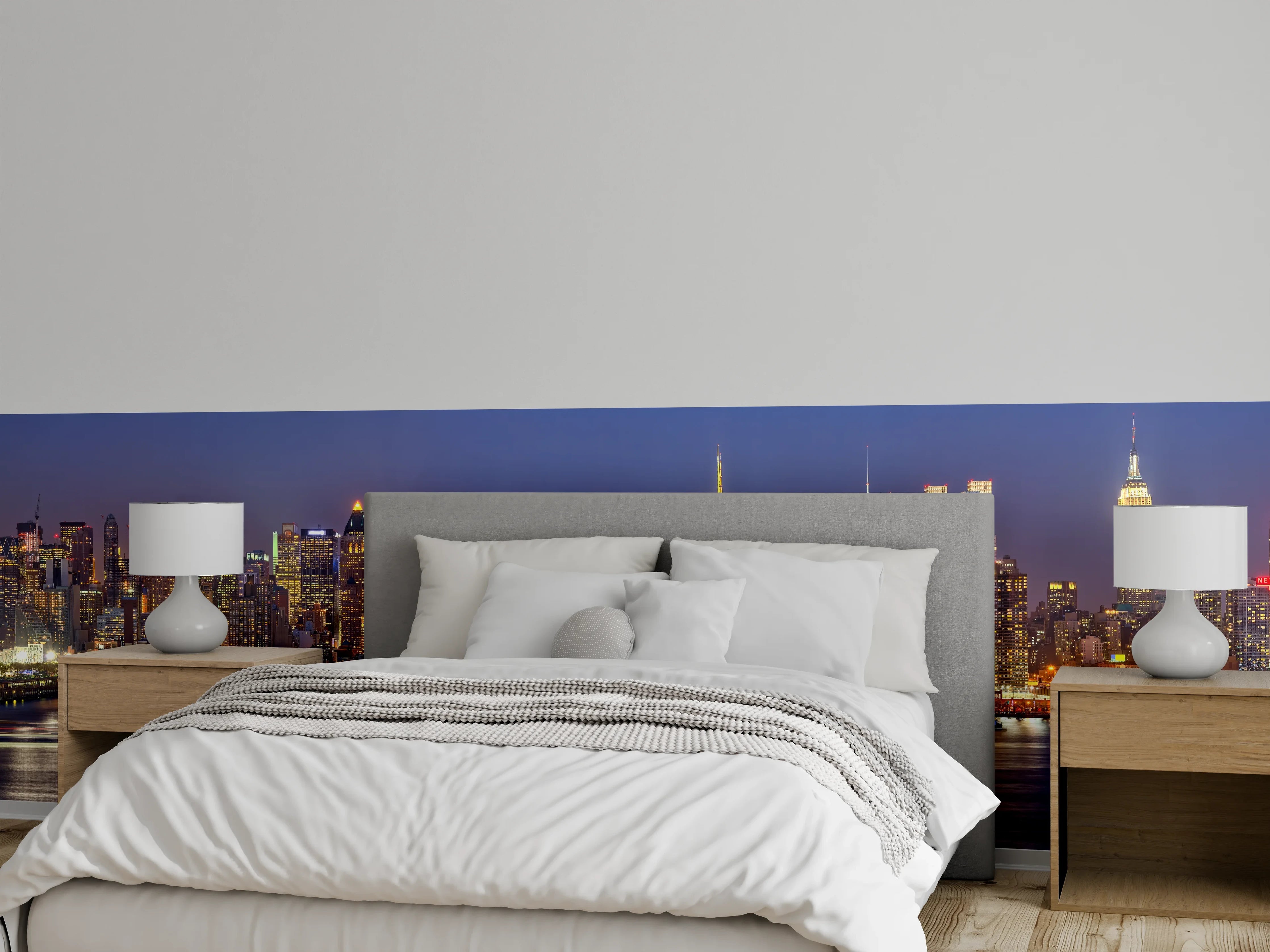 Wandverkleidung Schlafzimmer - Manhattan Skyline bei Nacht
