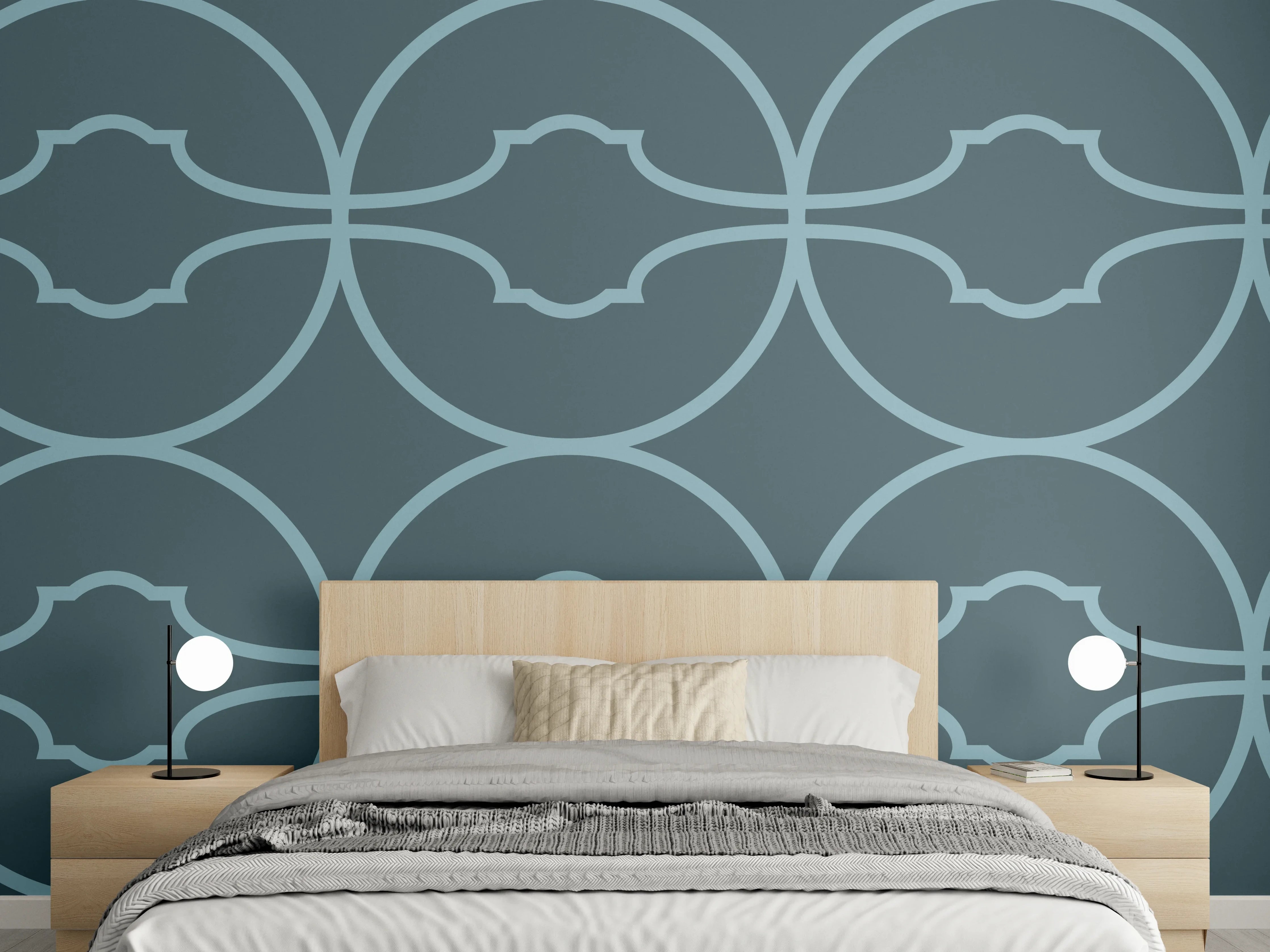 Wandverkleidung Schlafzimmer - Maritime Wellen-Muster Tapete