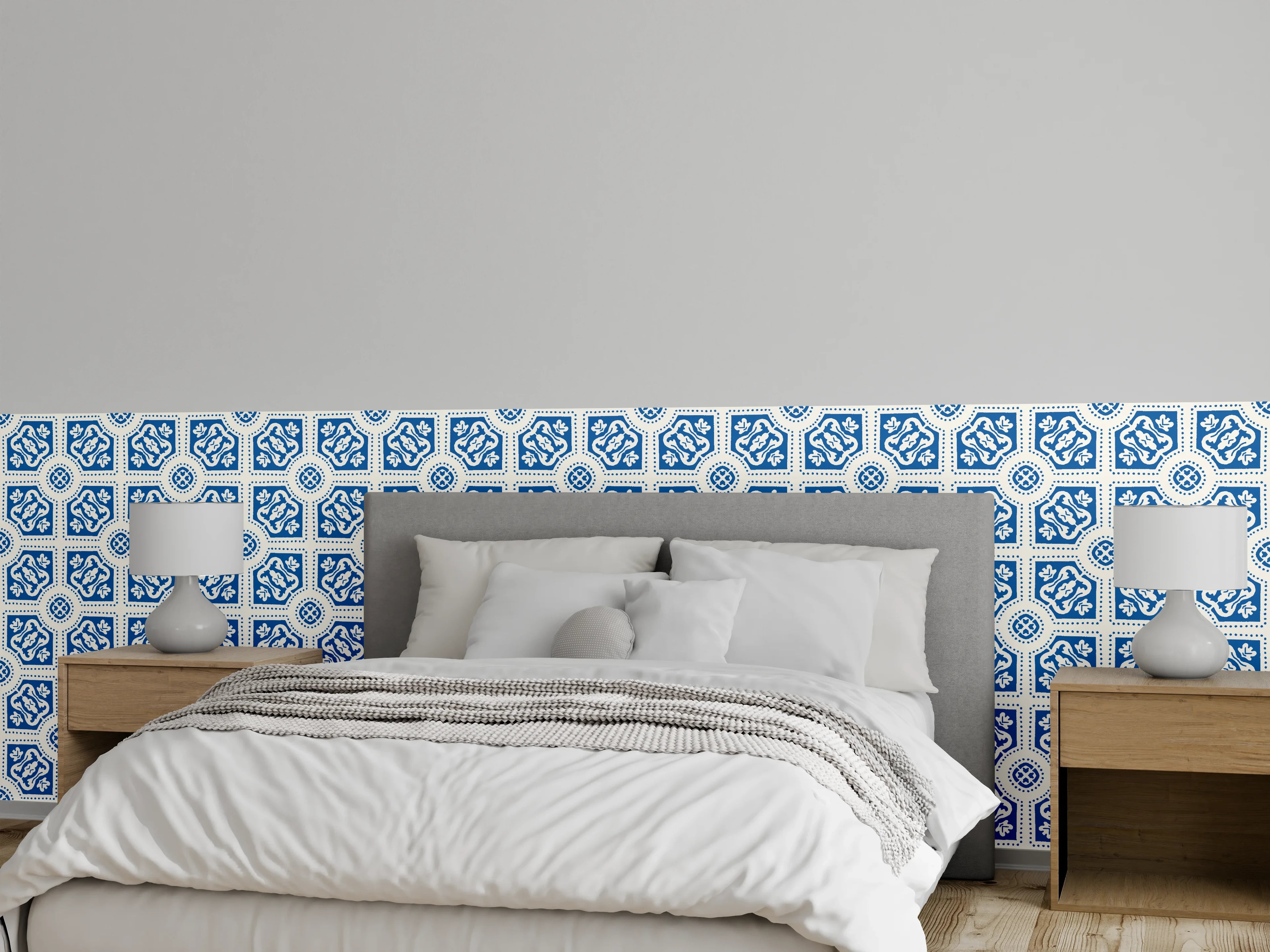 Wandverkleidung Schlafzimmer - Maritimes Azur-Muster