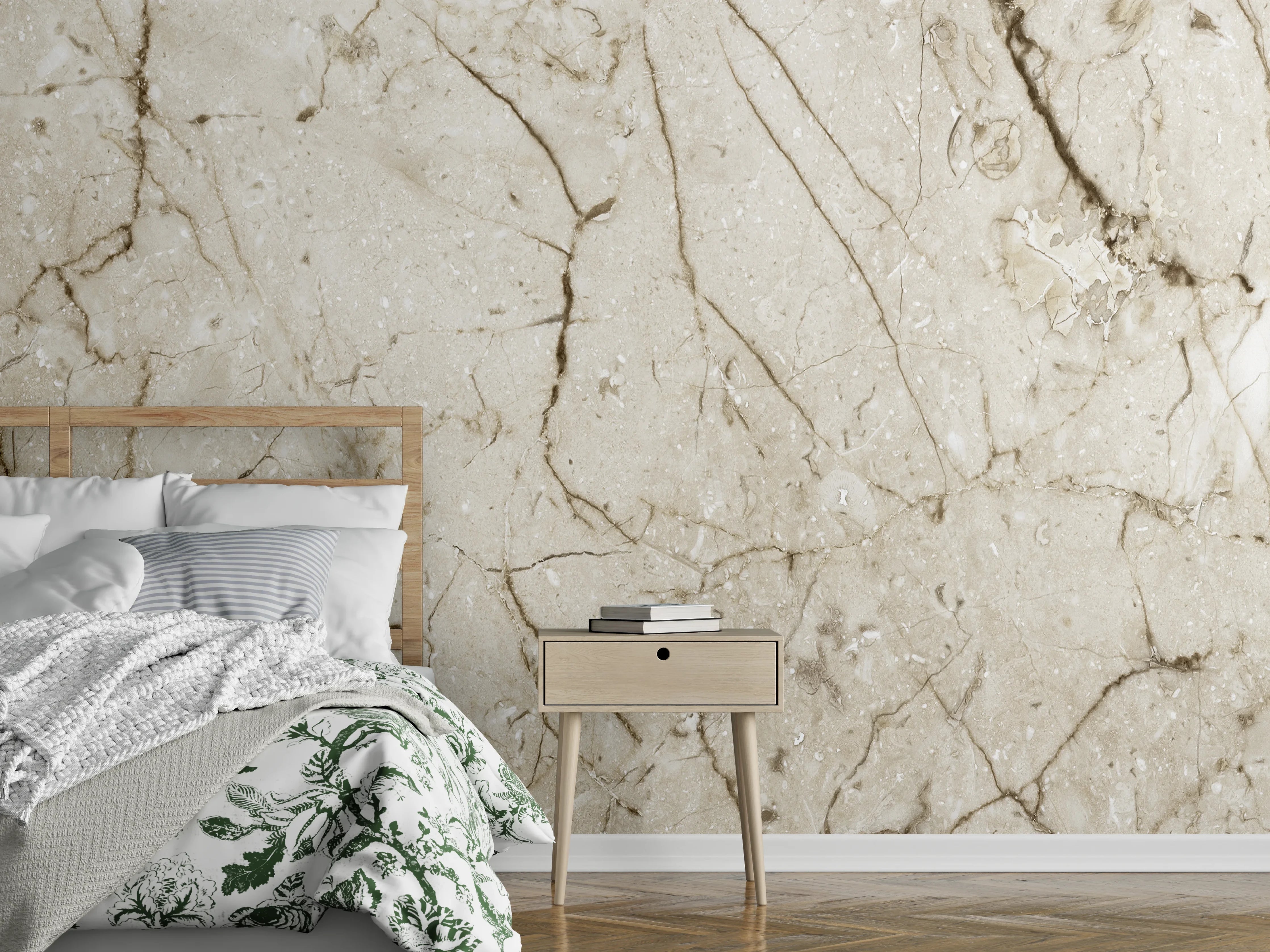 Wandverkleidung Schlafzimmer - Marmor Hintergrund - Beige