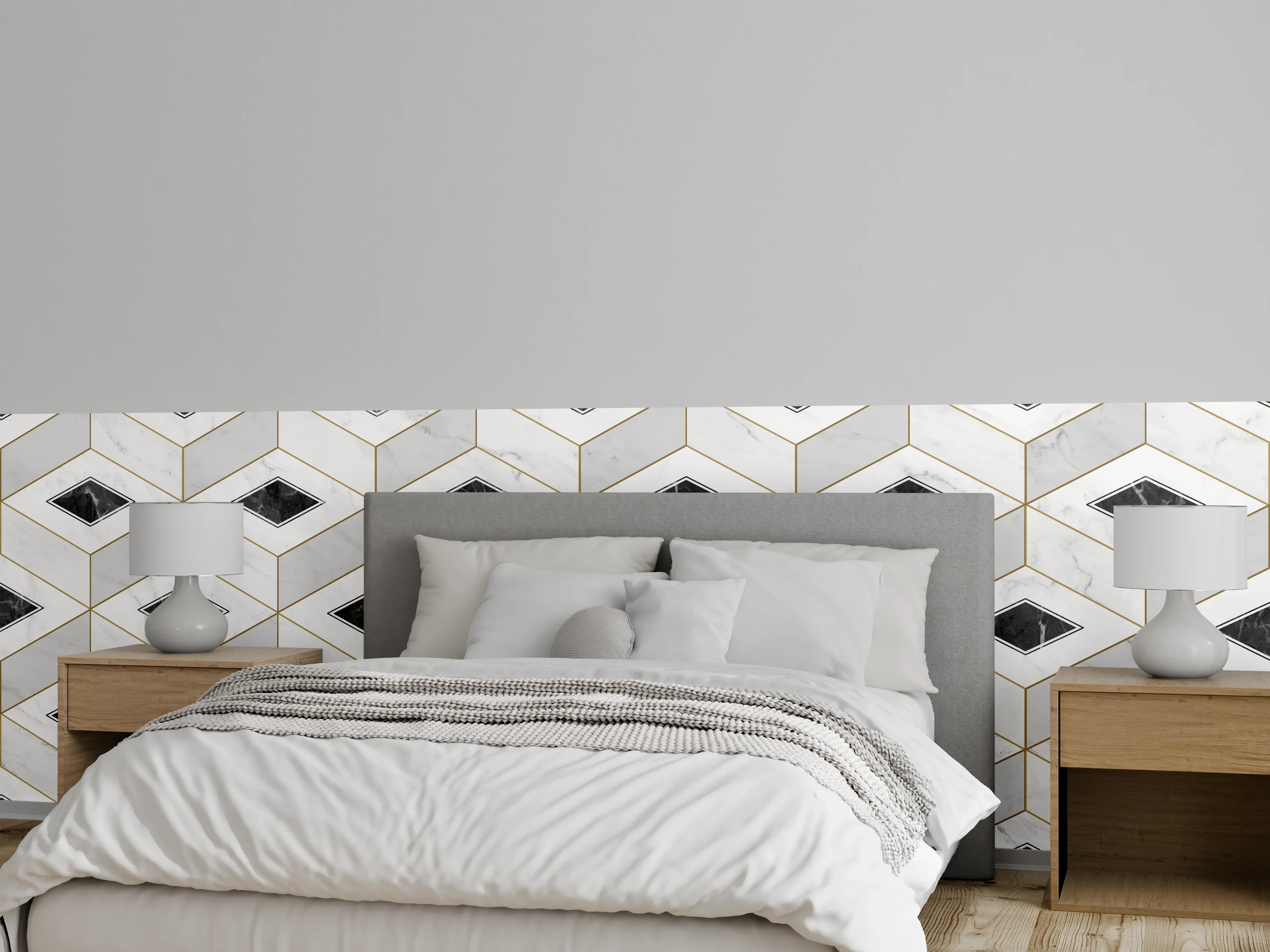 Wandverkleidung Schlafzimmer - Marmor Textur - 3D Design