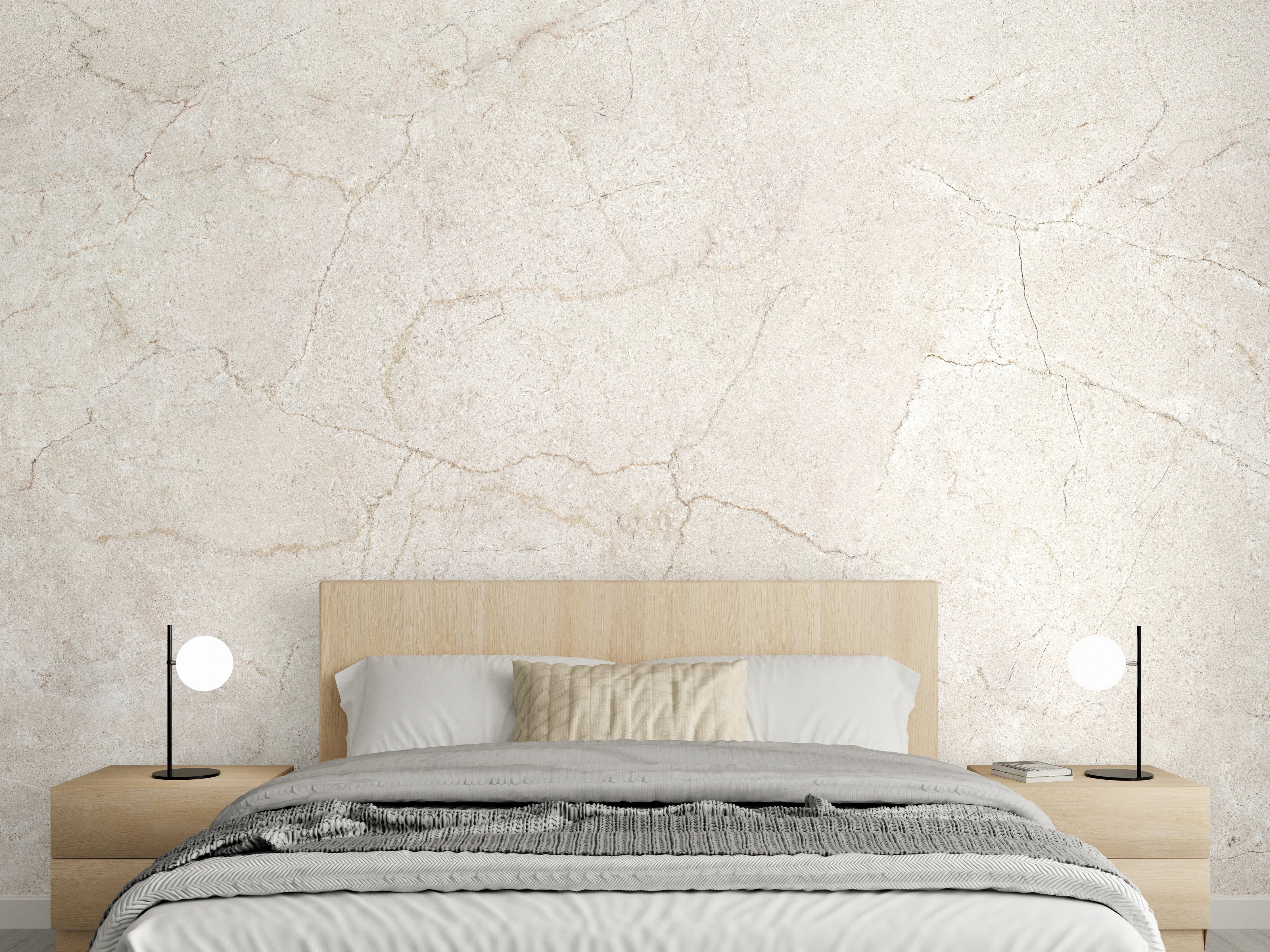Wandverkleidung Schlafzimmer - Marmor Textur mit dunklen Adern