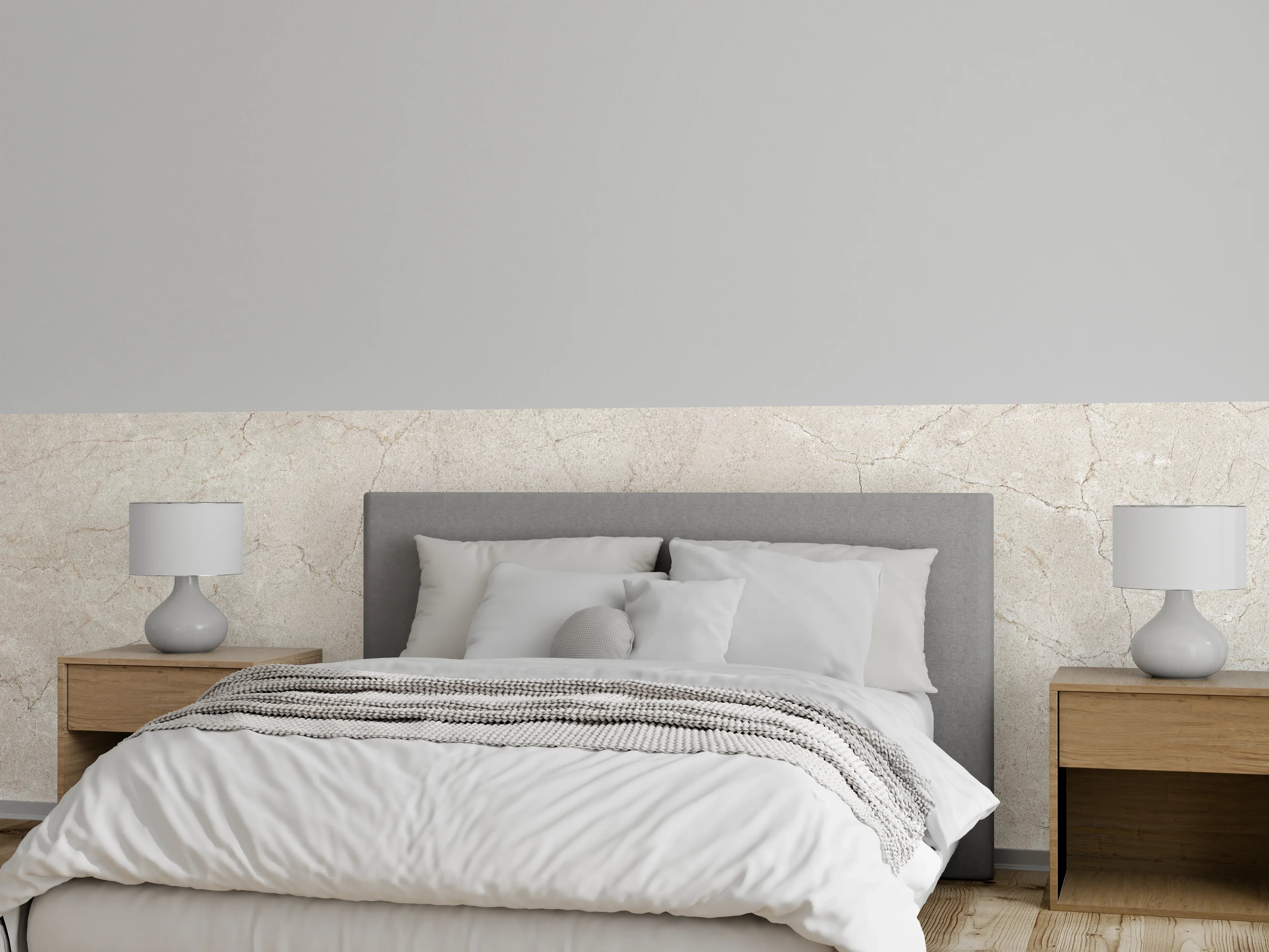 Wandverkleidung Schlafzimmer - Marmor Textur mit dunklen Adern