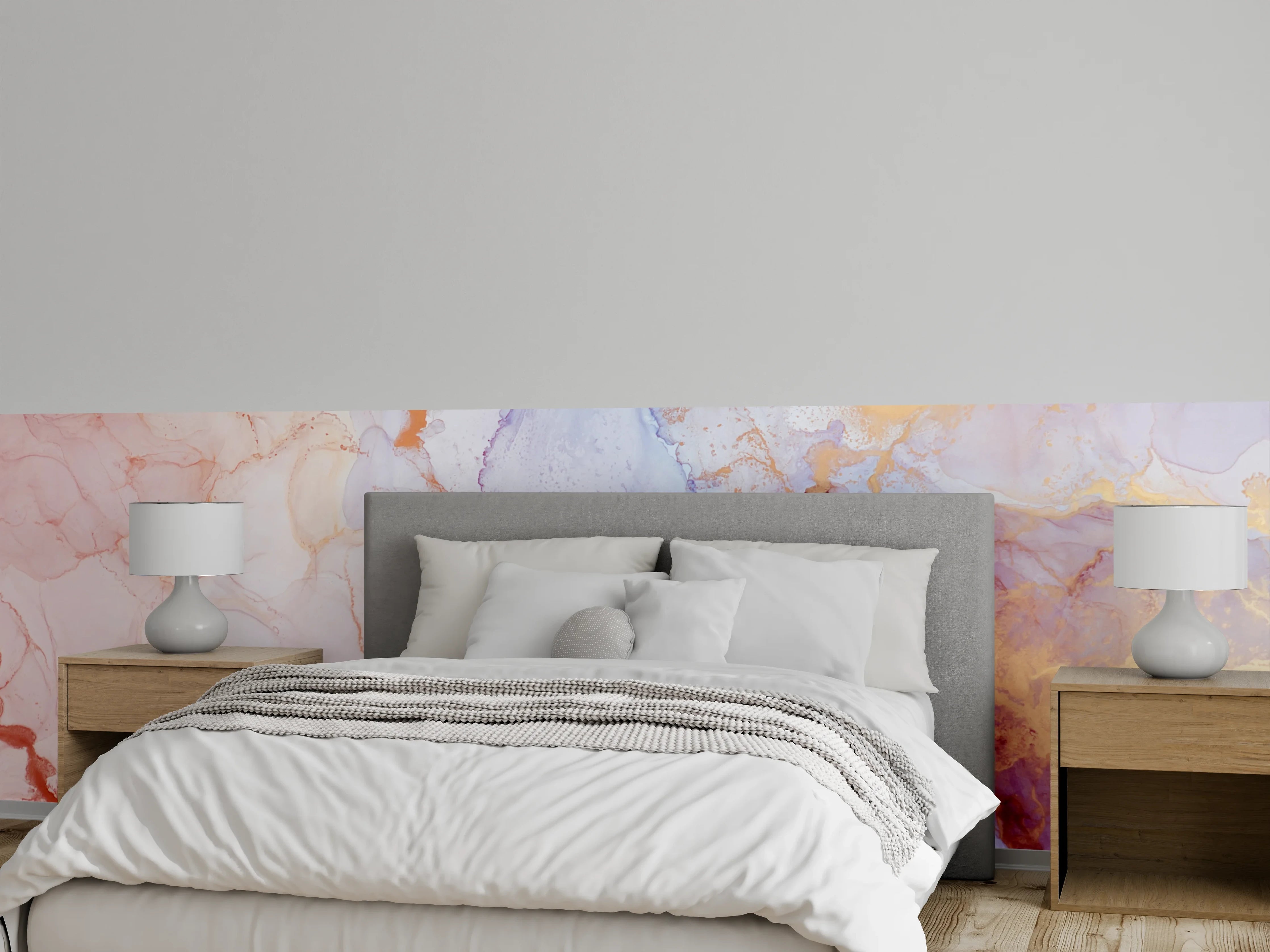 Wandverkleidung Schlafzimmer - Marmoroptik Wanddekor in zarten Pastellfarben