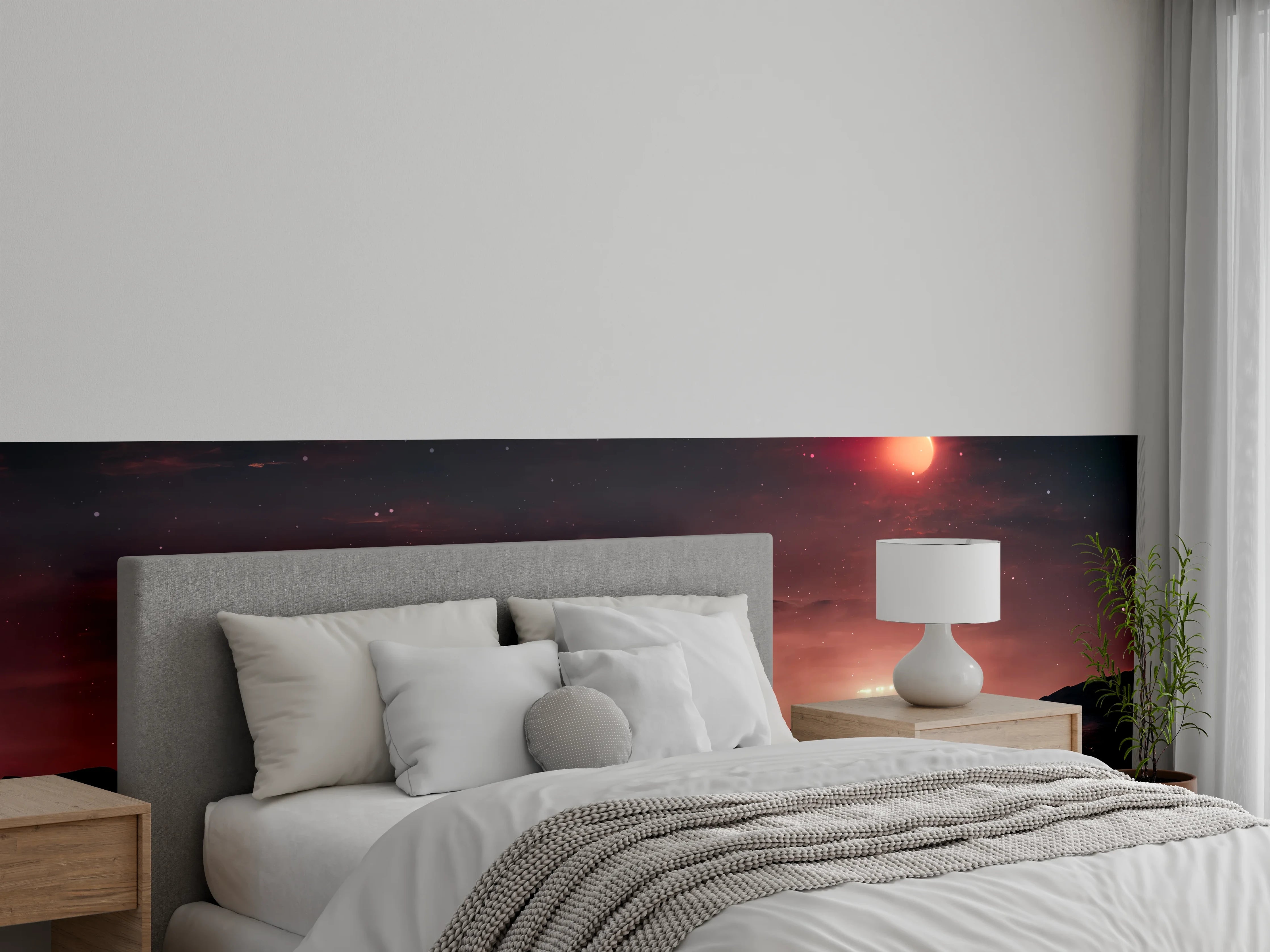 Wandverkleidung Schlafzimmer - Mars Skyline – Sci-Fi Stadtmotiv