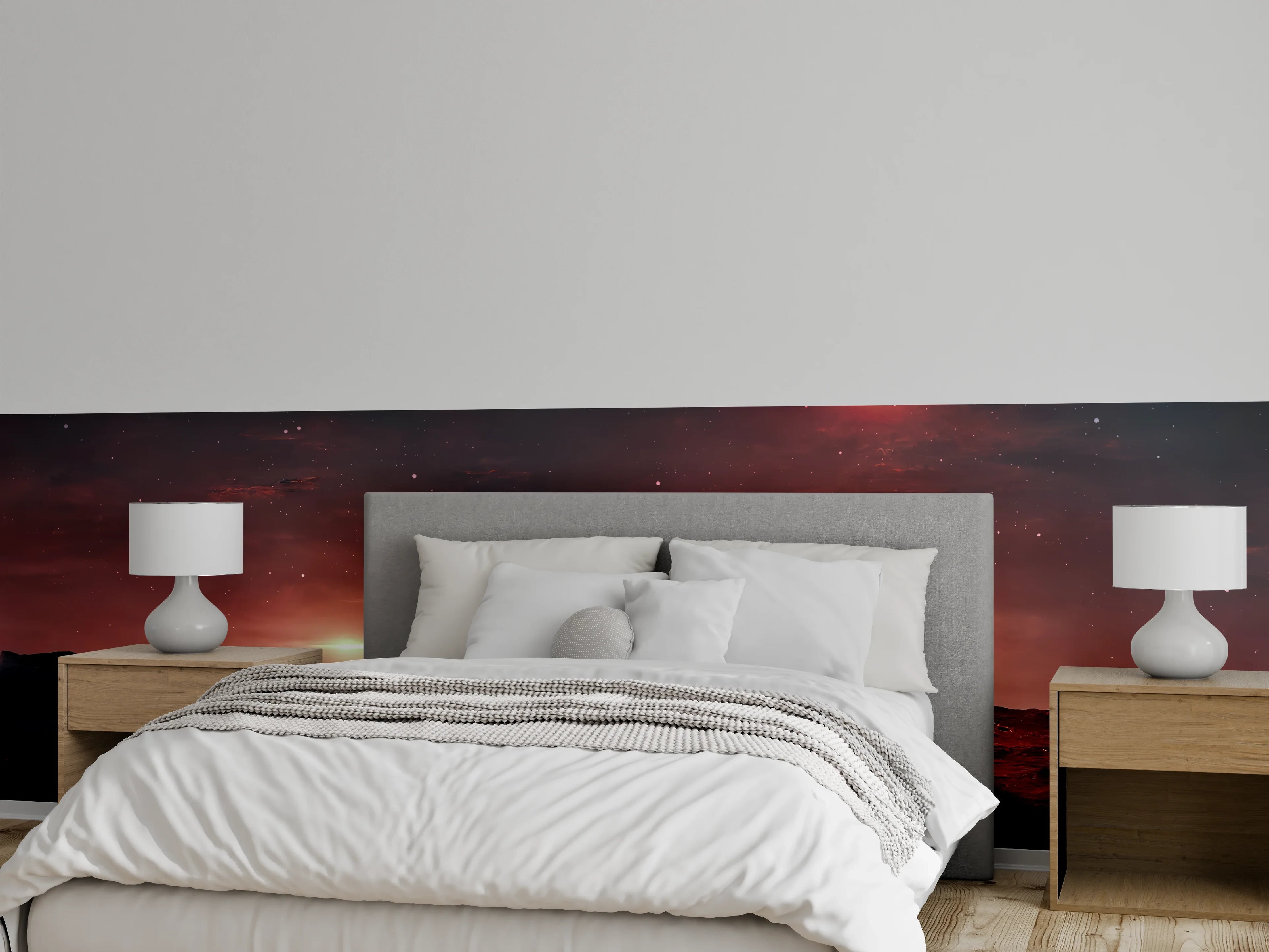Wandverkleidung Schlafzimmer - Mars Skyline – Sci-Fi Stadtmotiv