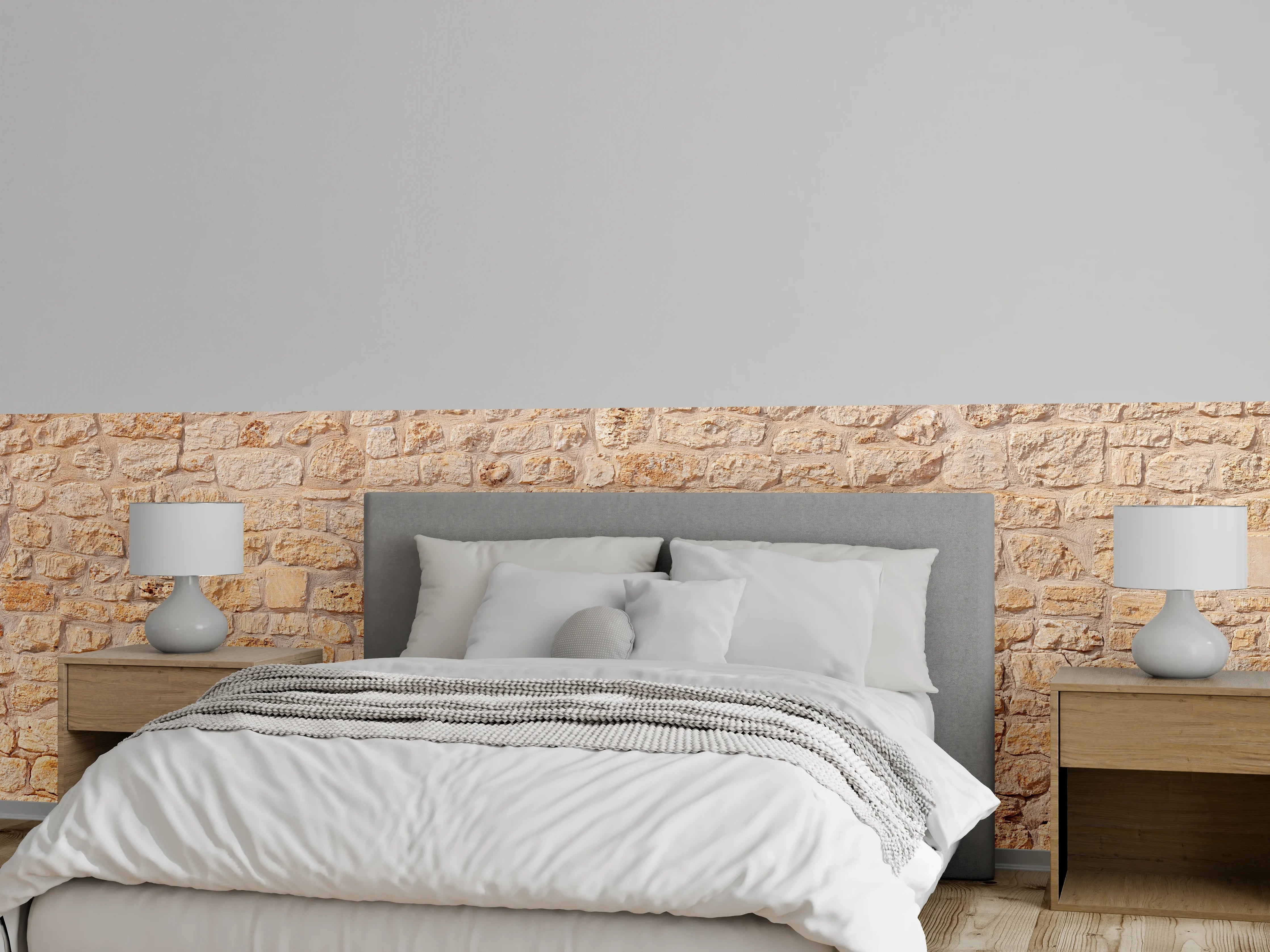 Wandverkleidung Schlafzimmer - Massive braune Steinfassade