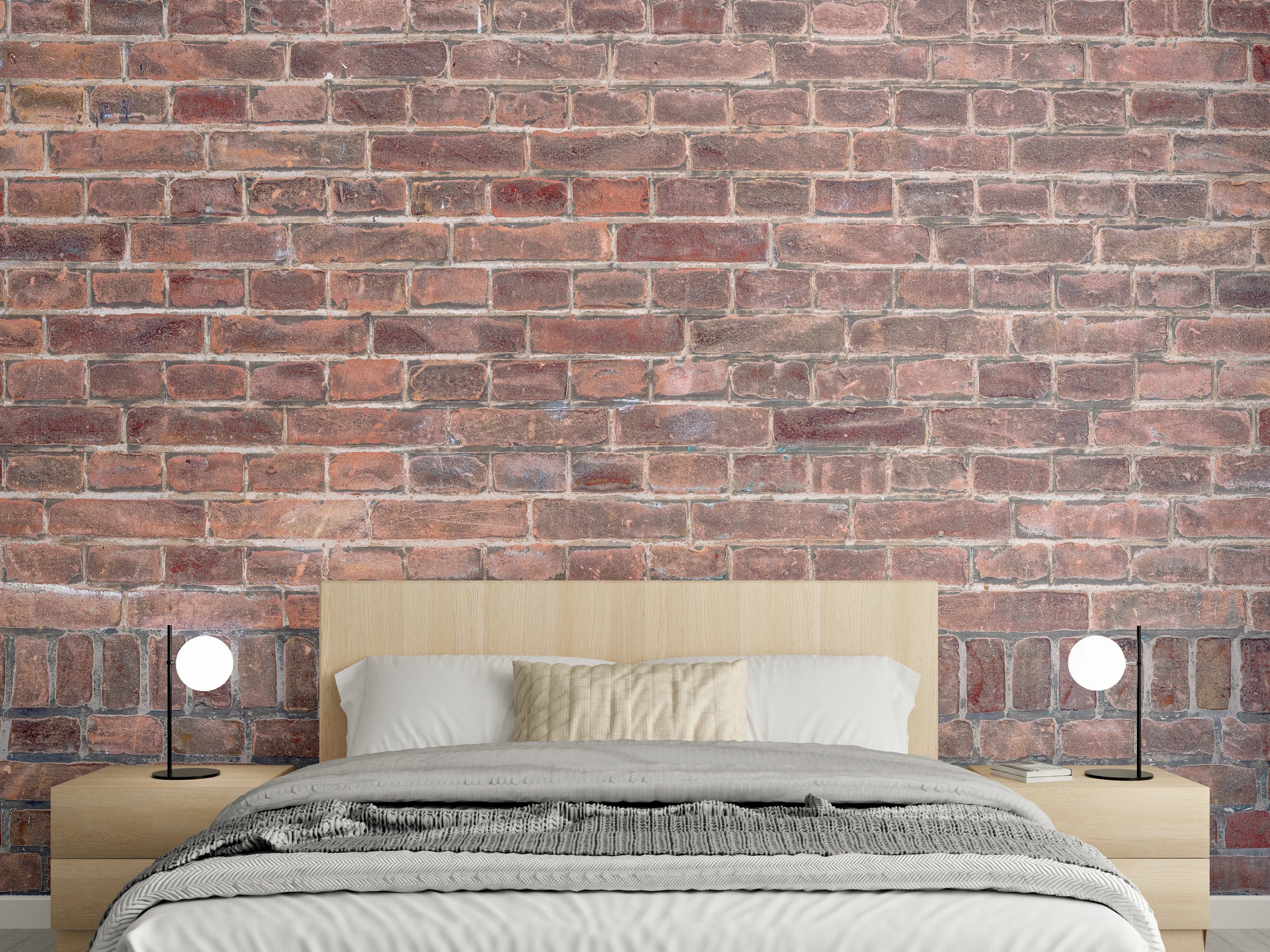 Wandverkleidung Schlafzimmer - Mauerstruktur aus alten braunen Ziegeln