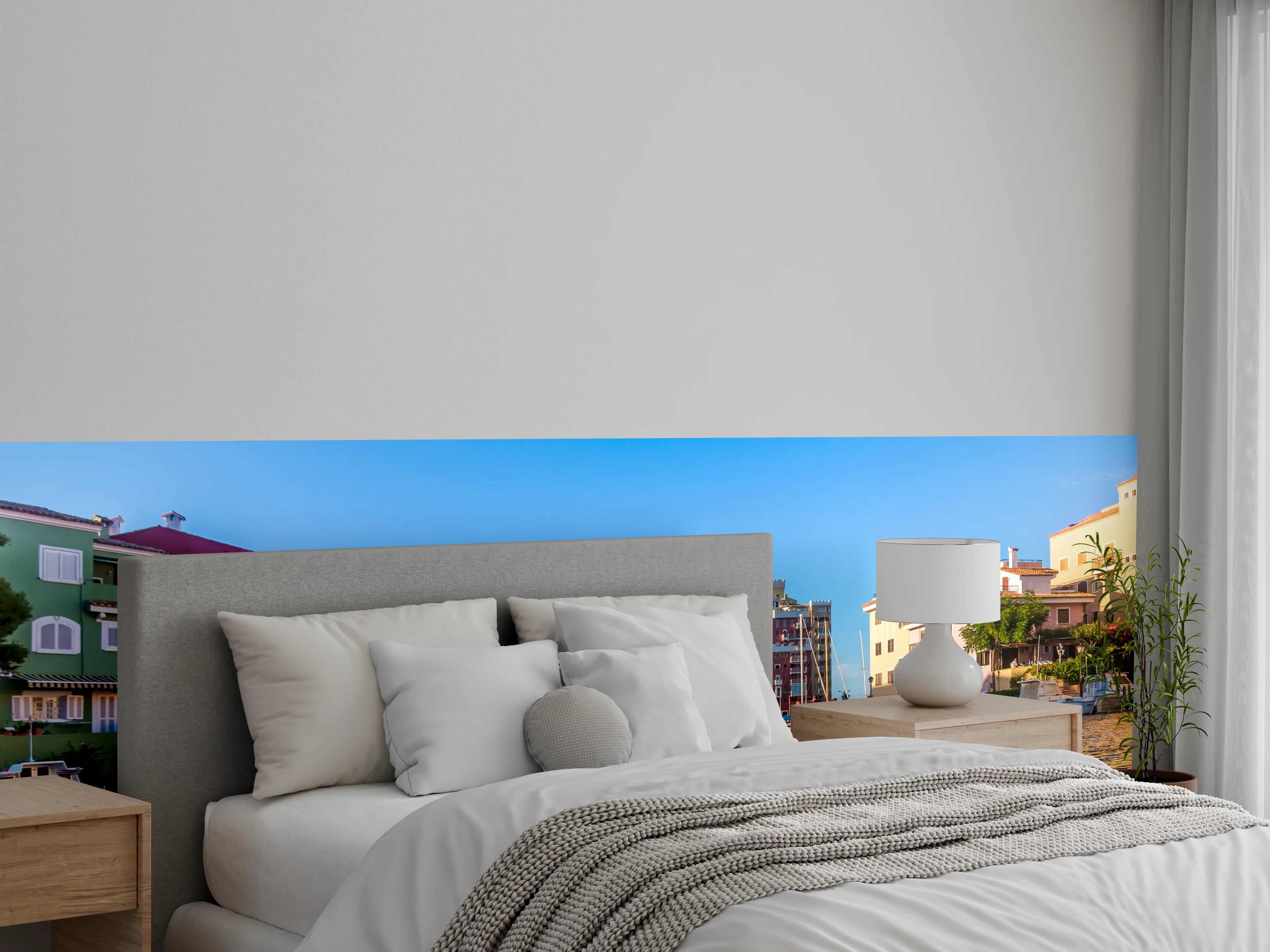 Wandverkleidung Schlafzimmer - Mediterrane Hafenidylle Panorama