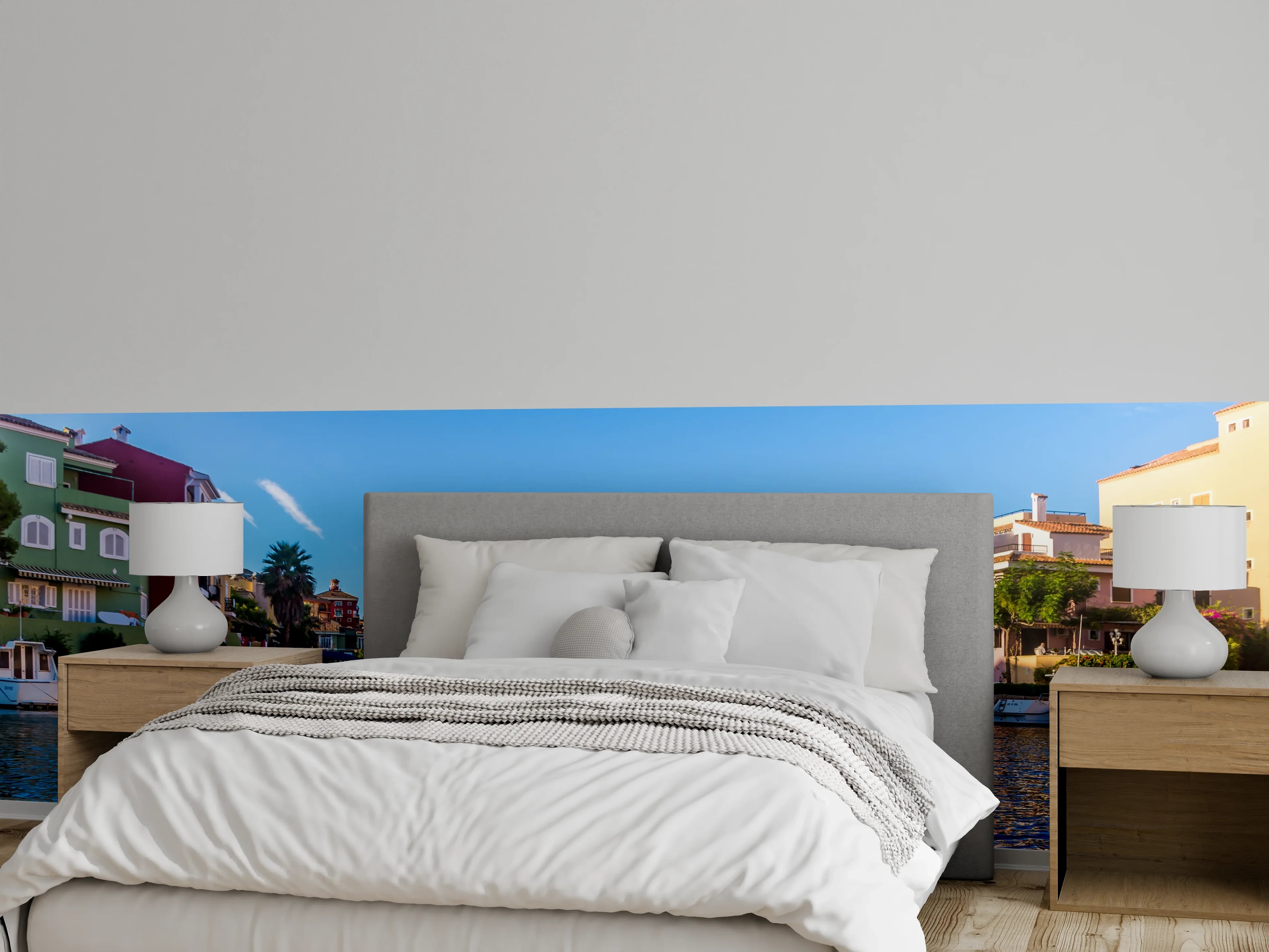Wandverkleidung Schlafzimmer - Mediterrane Hafenidylle Panorama