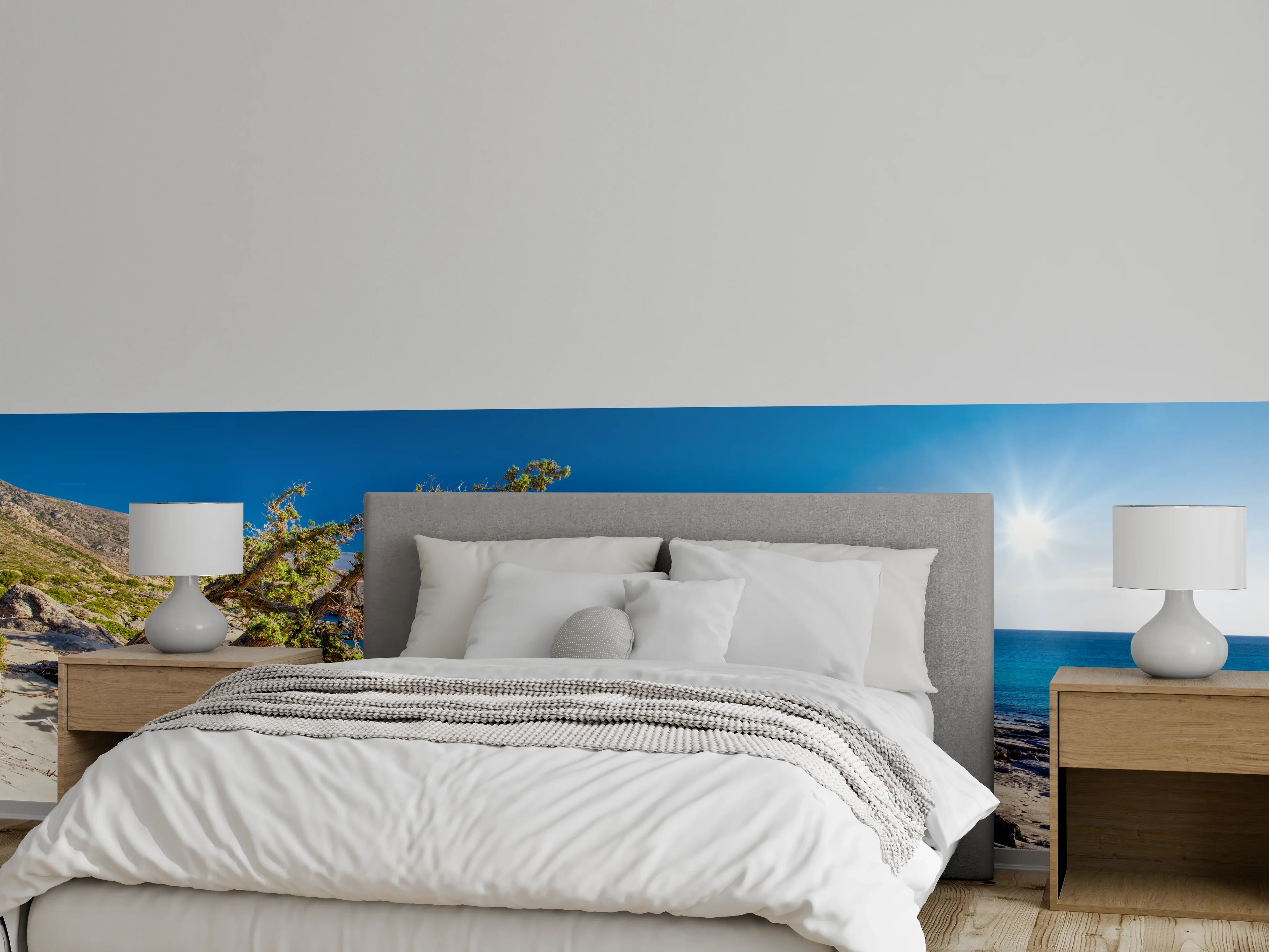 Wandverkleidung Schlafzimmer - Mediterraner Traumstrand mit türkisblauem Meer