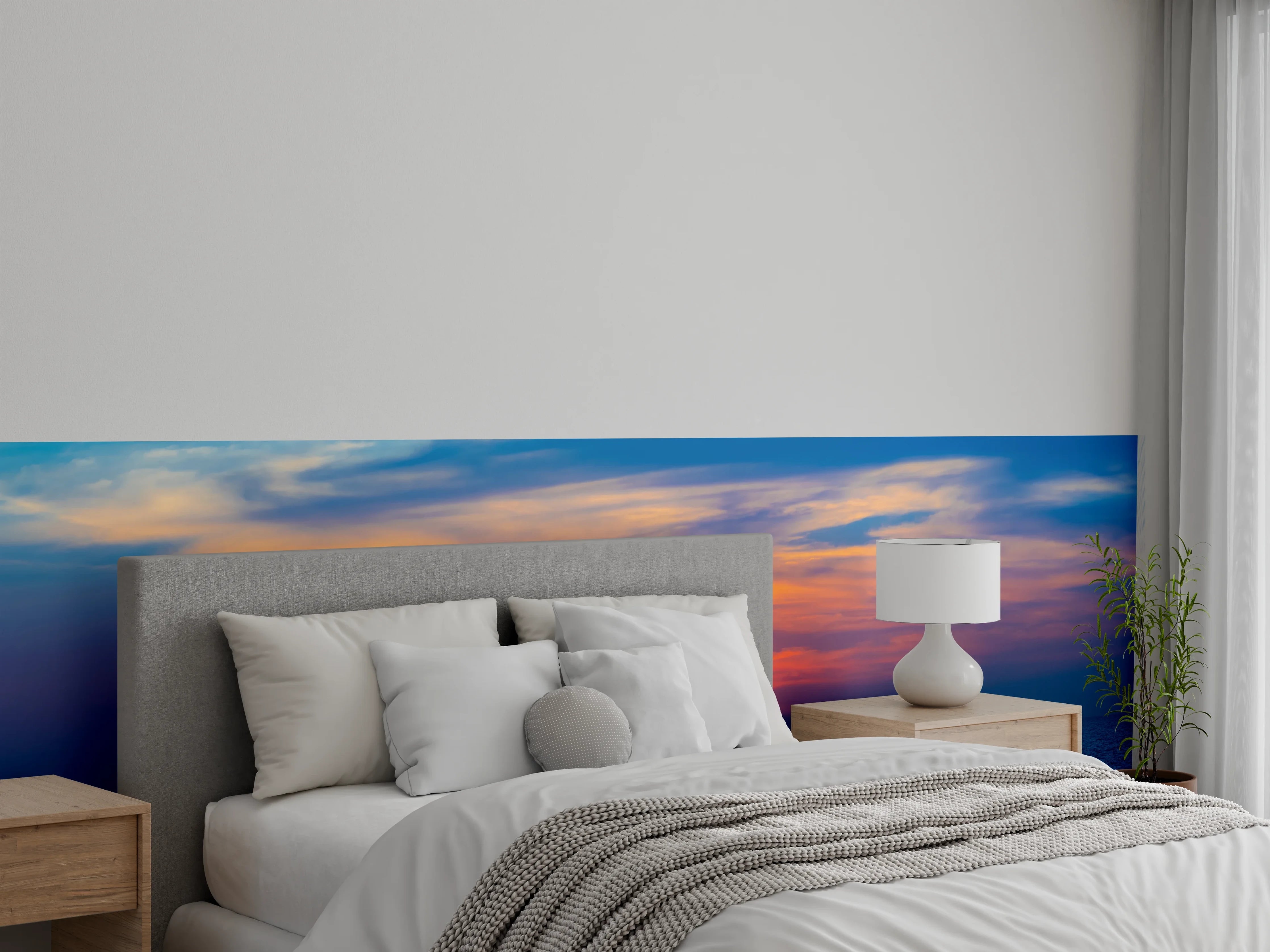 Wandverkleidung Schlafzimmer - Meer-Sonnenuntergang Blau-Orange