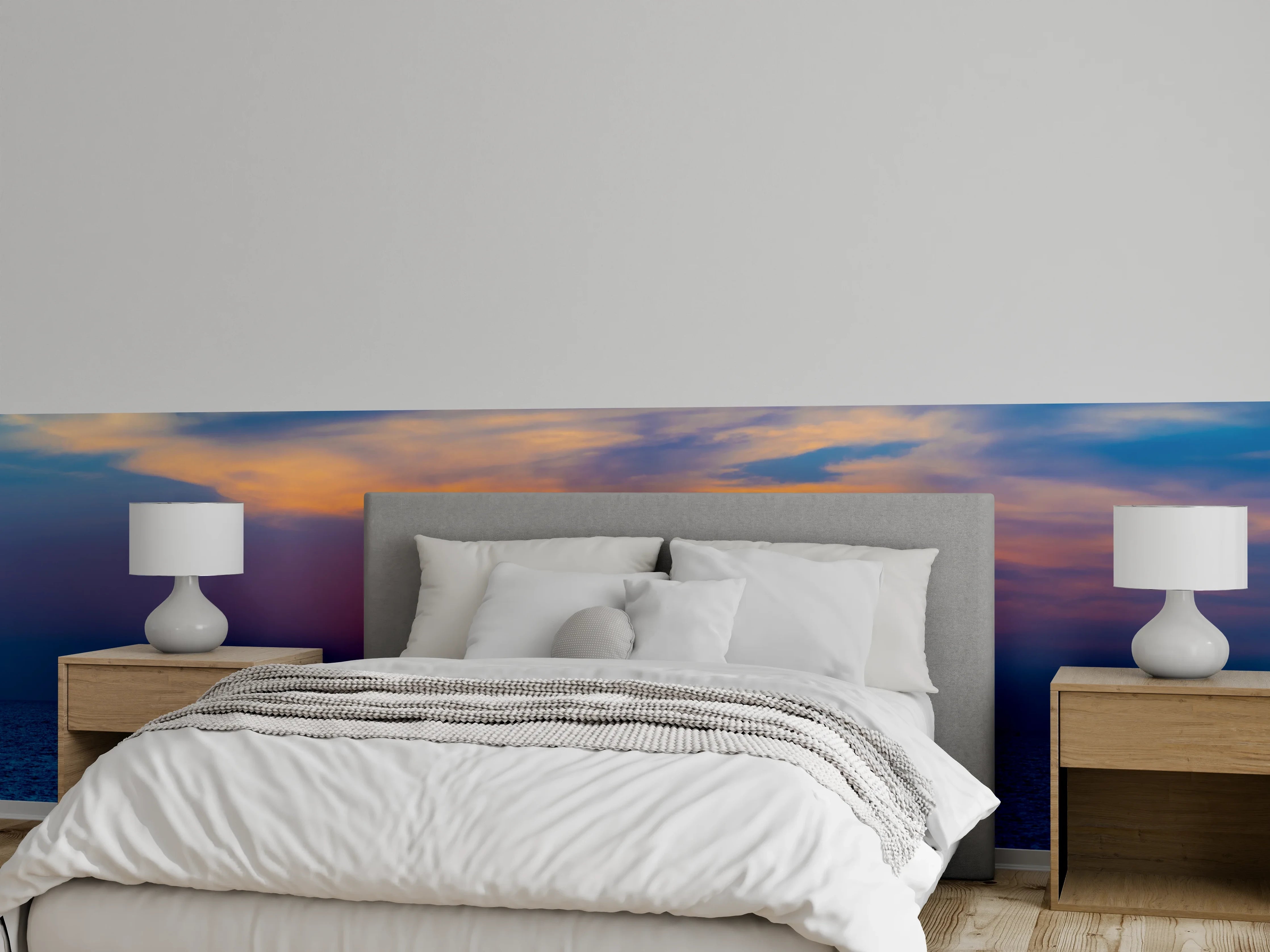 Wandverkleidung Schlafzimmer - Meer-Sonnenuntergang Blau-Orange