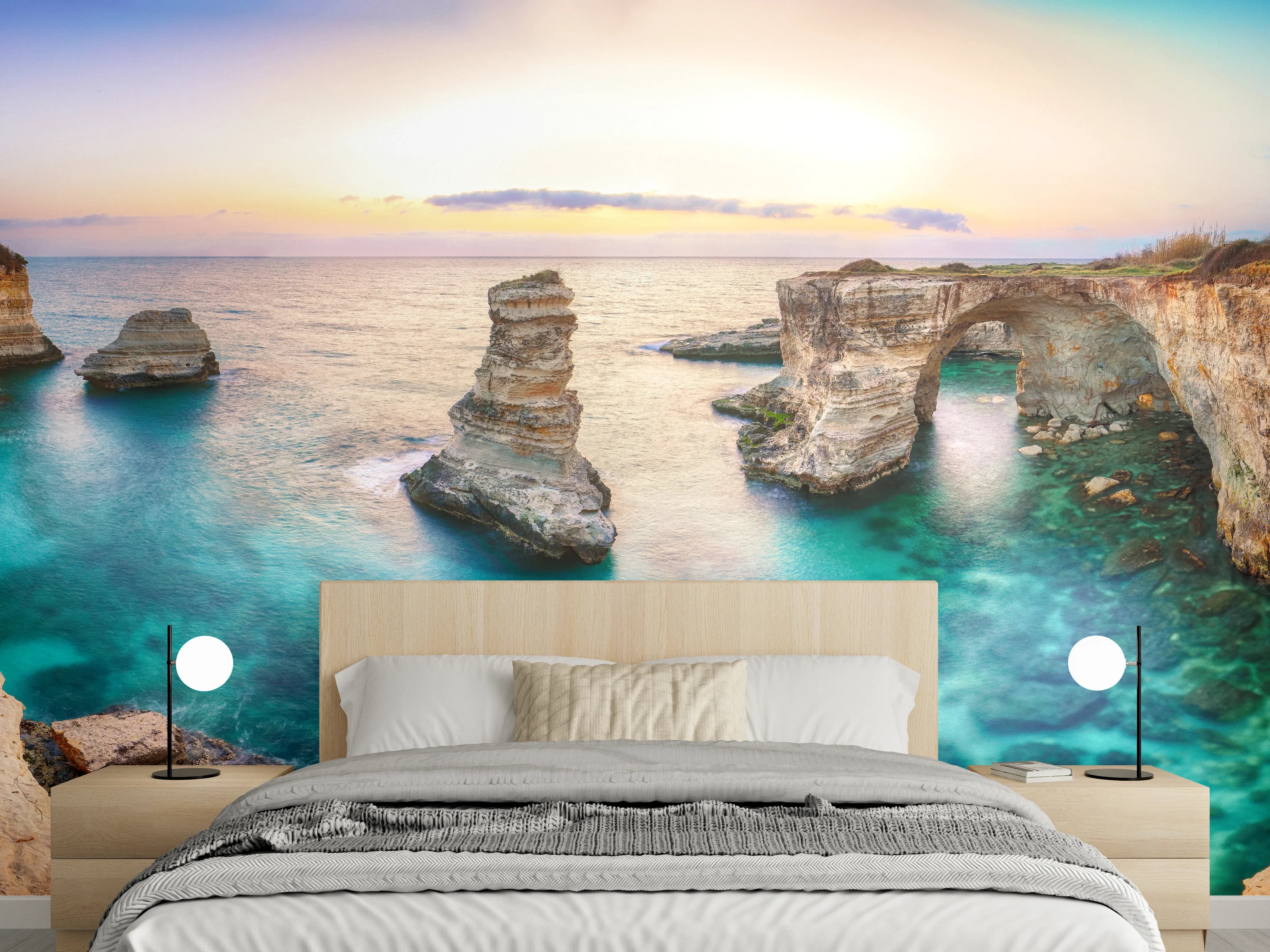 Wandverkleidung Schlafzimmer - Meeresklippen bei Sonnenaufgang