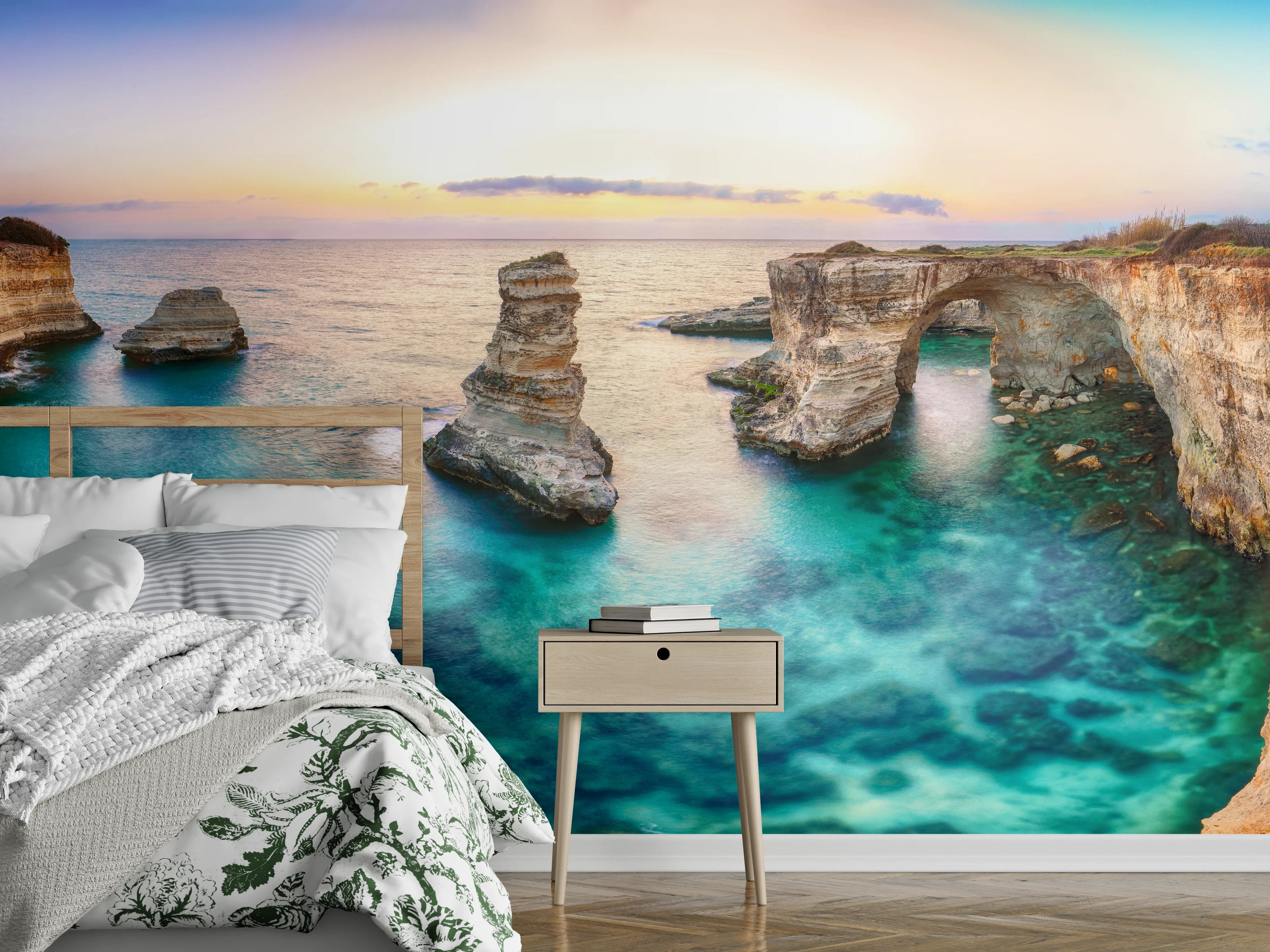 Wandverkleidung Schlafzimmer - Meeresklippen bei Sonnenaufgang