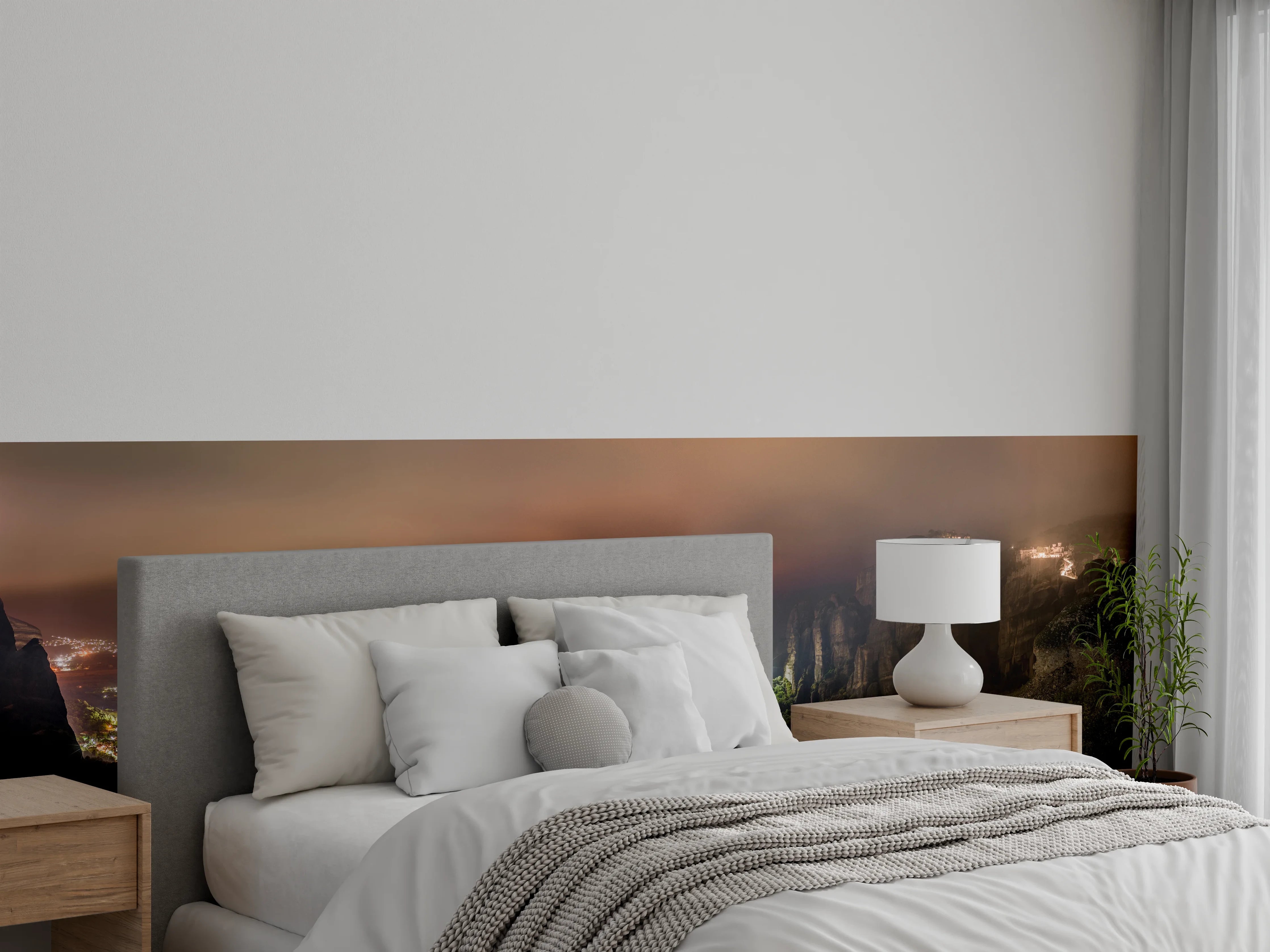 Wandverkleidung Schlafzimmer - Meteora Klöster bei Nacht Panorama